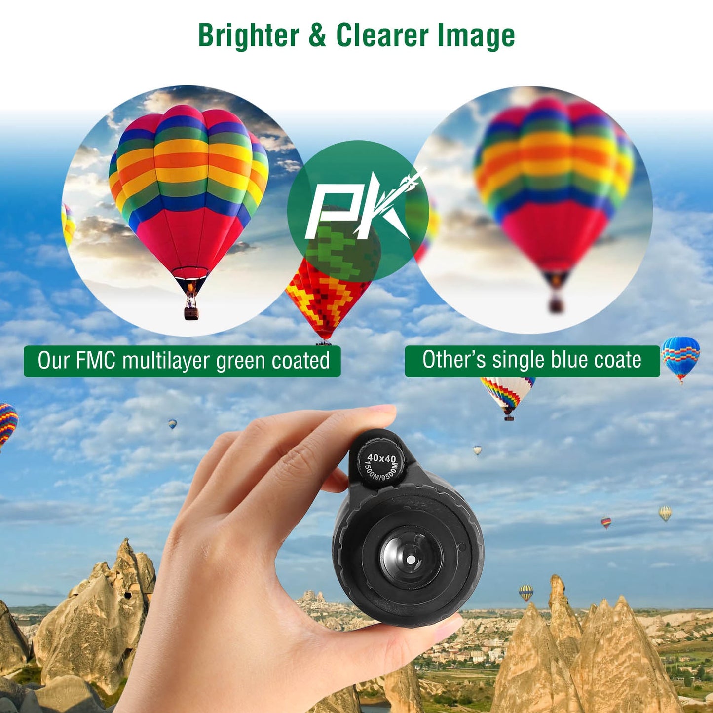 40x40 HD Optical Monocular Telescope w/ FMC Lens Low Light Vision Scope