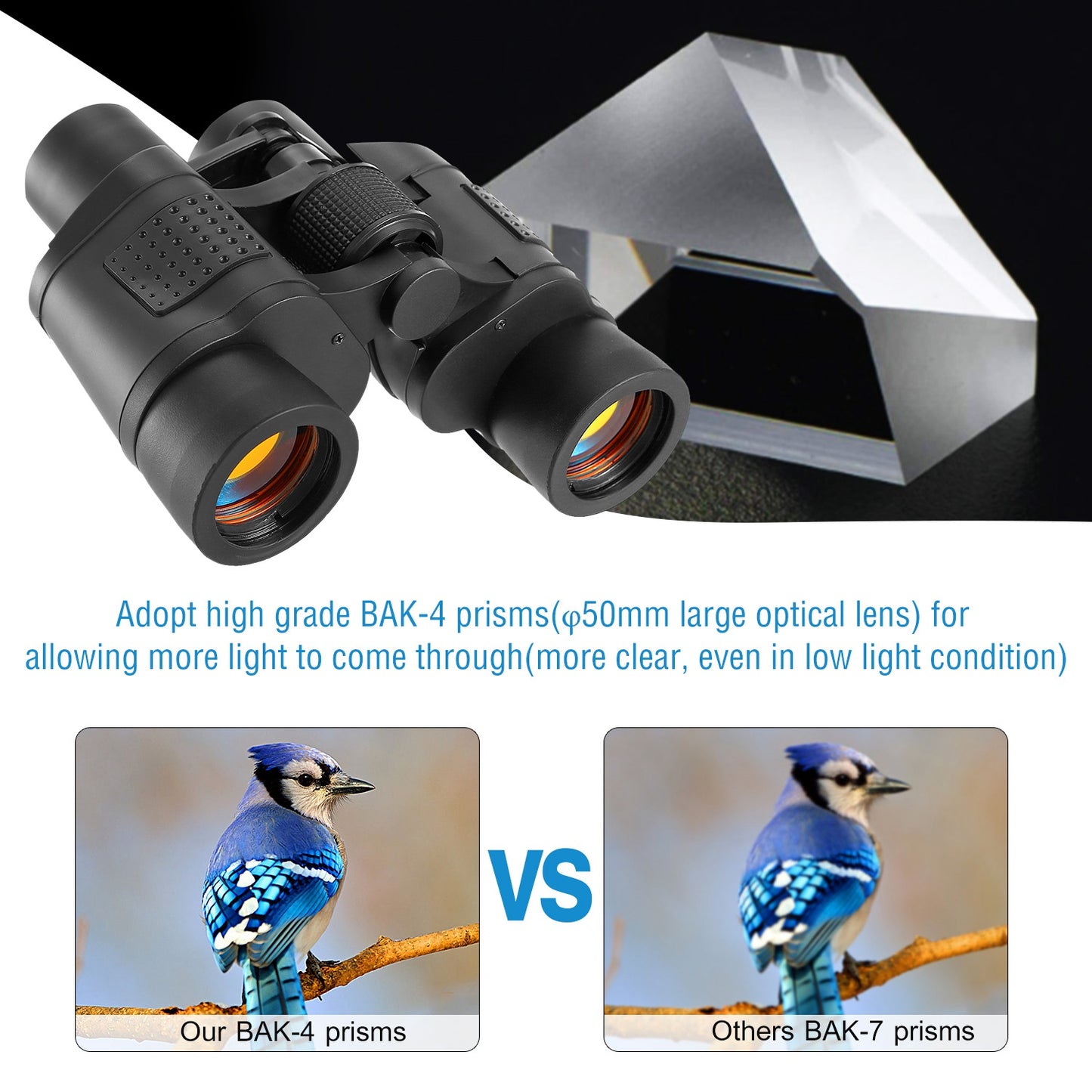 Portable HD Binoculars with FMC Lens Low Light Night Vision Telescope