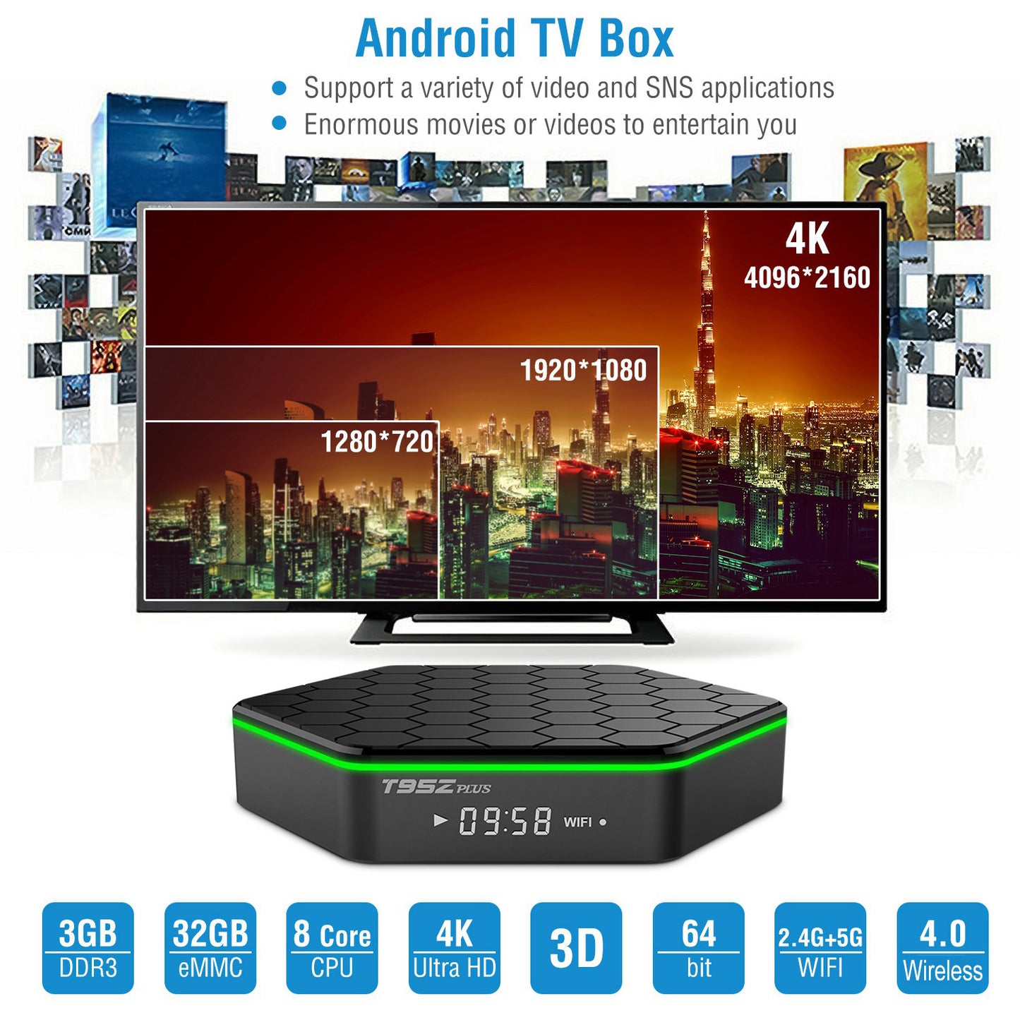 Android 7.1 TV Box Amlogic S912 Octa Core 3GB / 32GB UHD 4K Streaming Media Player