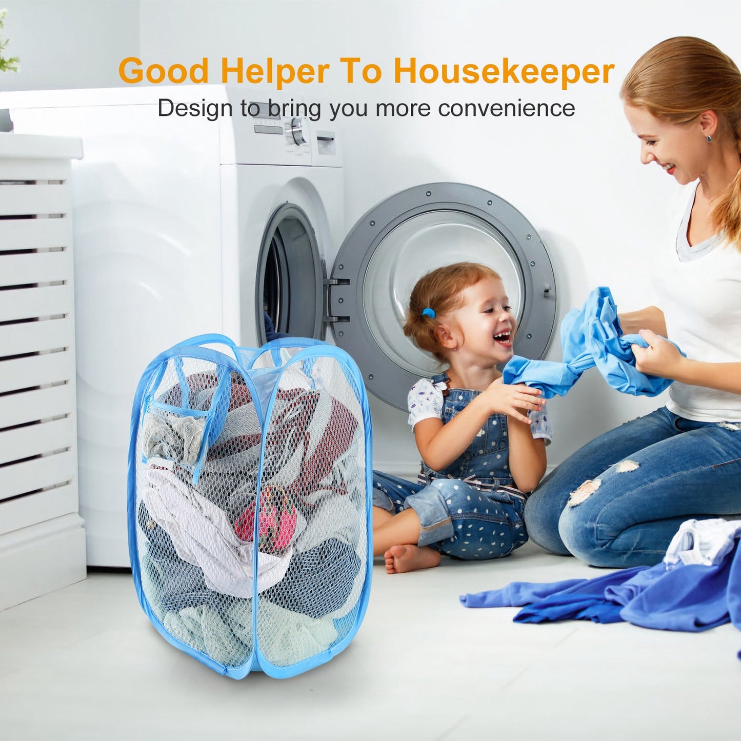 3Pcs Pop-Up Laundry Hampers Foldable Mesh Hamper Clothes Laundry Basket