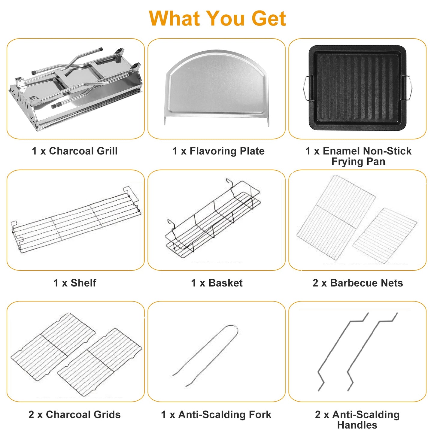 Foldable BBQ Grill Portable Charcoal Barbeque Grill Stainless Steel BBQ Grill For Picnic Camping Backyard Cooking