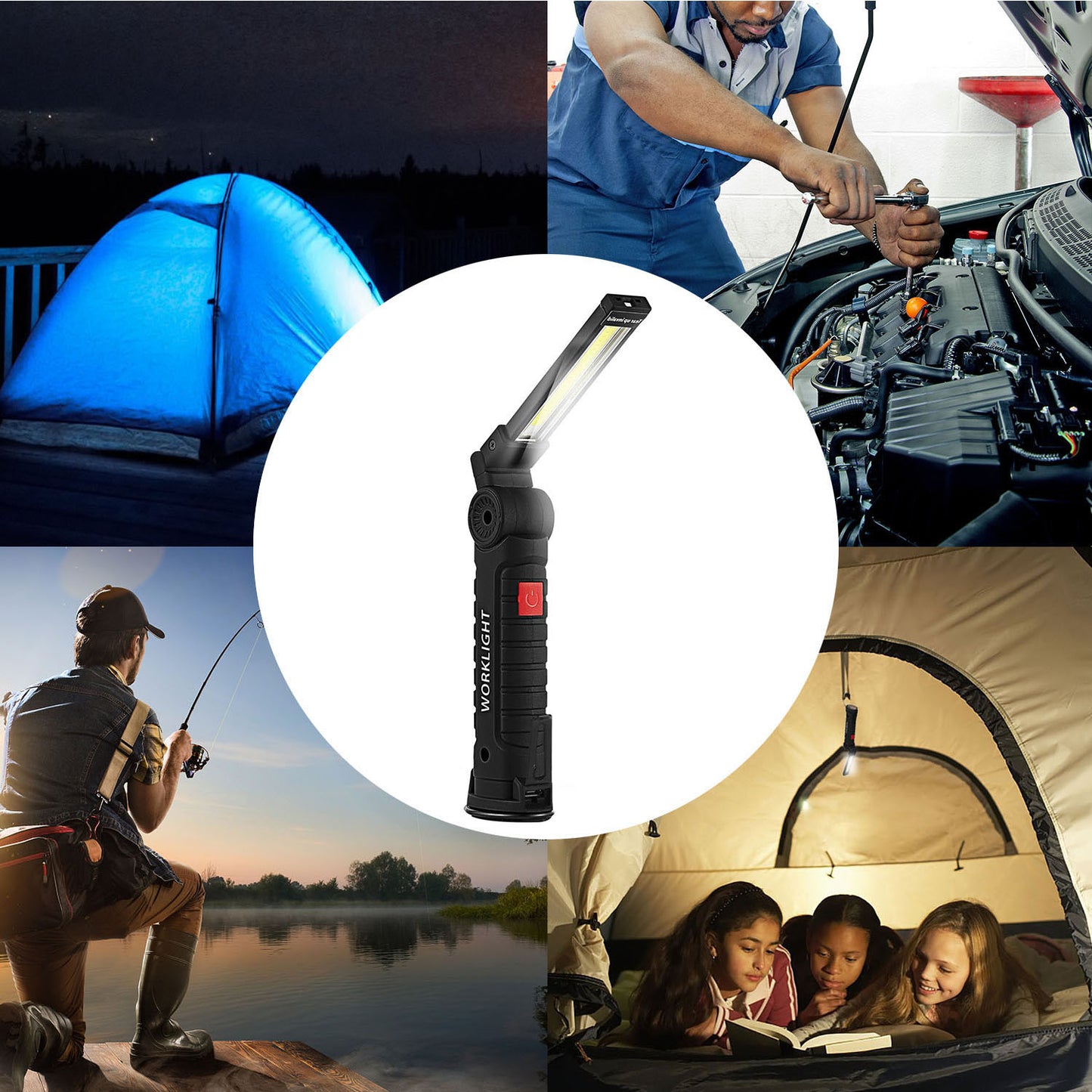 Rechargeable COB LED Slim Work Lights Folding Magnetic Flashlight