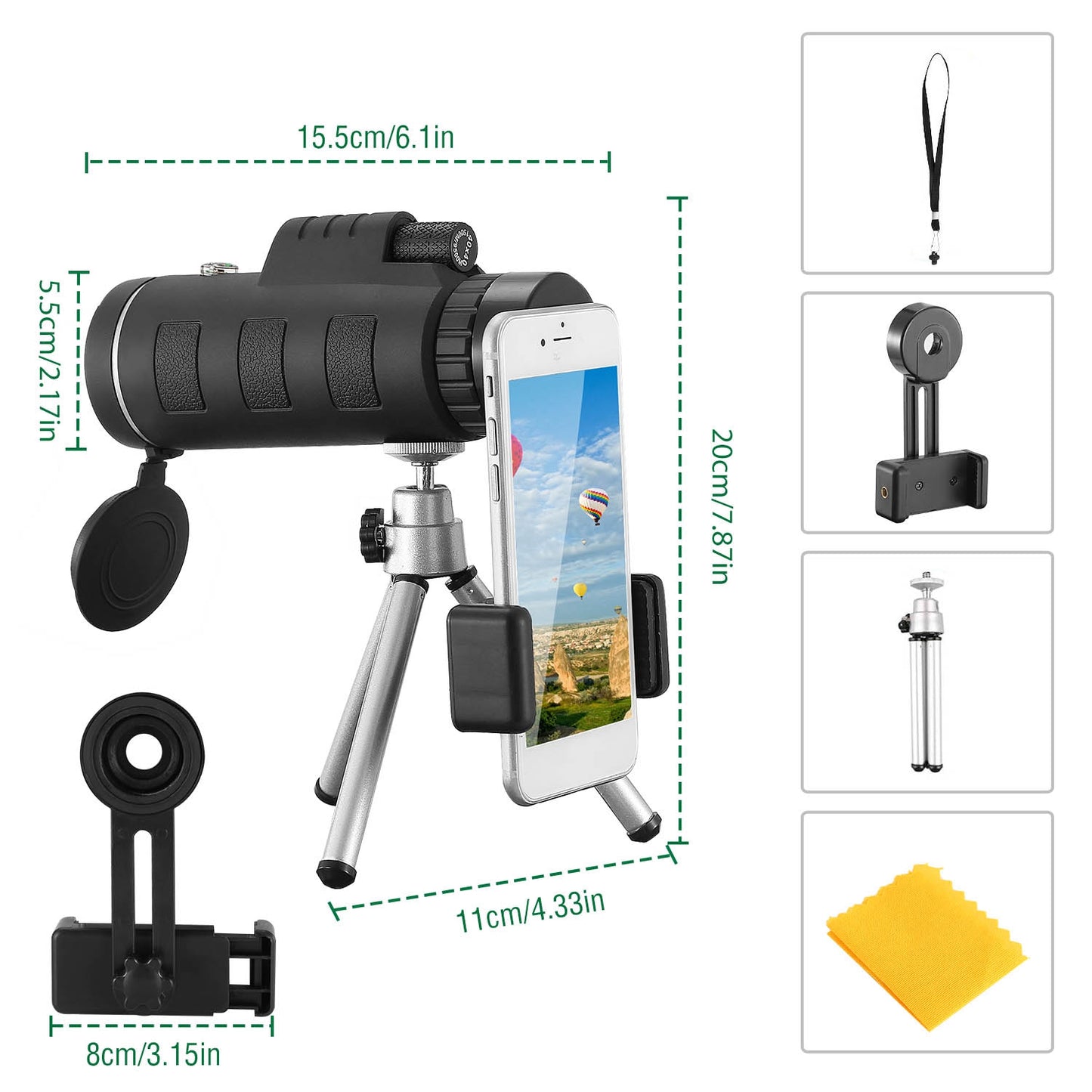 40x40 HD Optical Monocular Telescope w/ FMC Lens Low Light Vision Scope