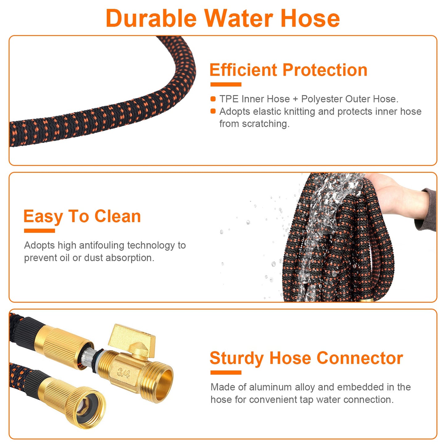 50FT/75FT/100FT Garden Hose Garden Watering Kit with Spray Nozzle Carry Bag Expandable Water Hose for Gardening Pet Bathing Ground Cleaning Car Wahing