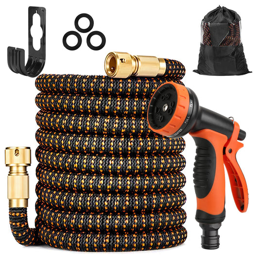 50FT/75FT/100FT Garden Hose Garden Watering Kit with Spray Nozzle Carry Bag Expandable Water Hose for Gardening Pet Bathing Ground Cleaning Car Wahing
