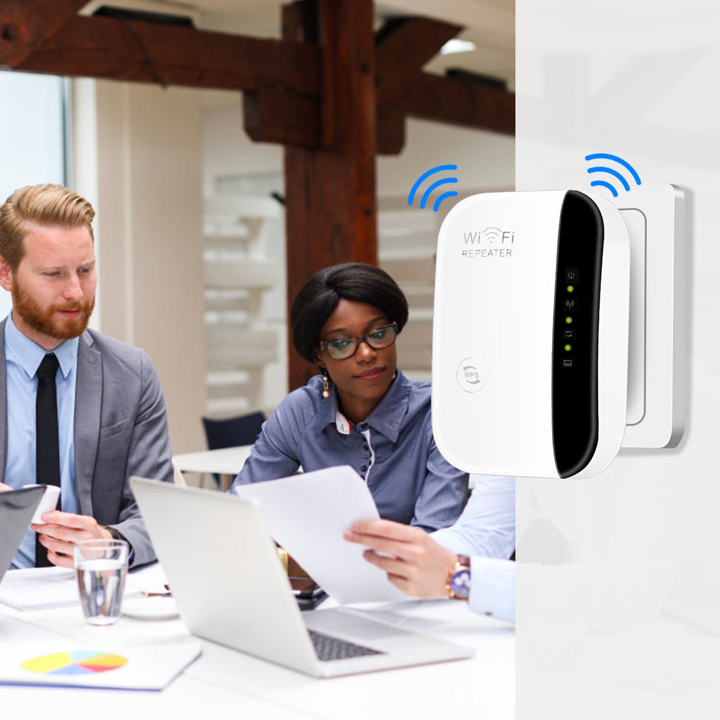 300Mbps WiFi Repeater 32.8ft/10m Wireless Range Extender 2.4GHz WiFi Signal