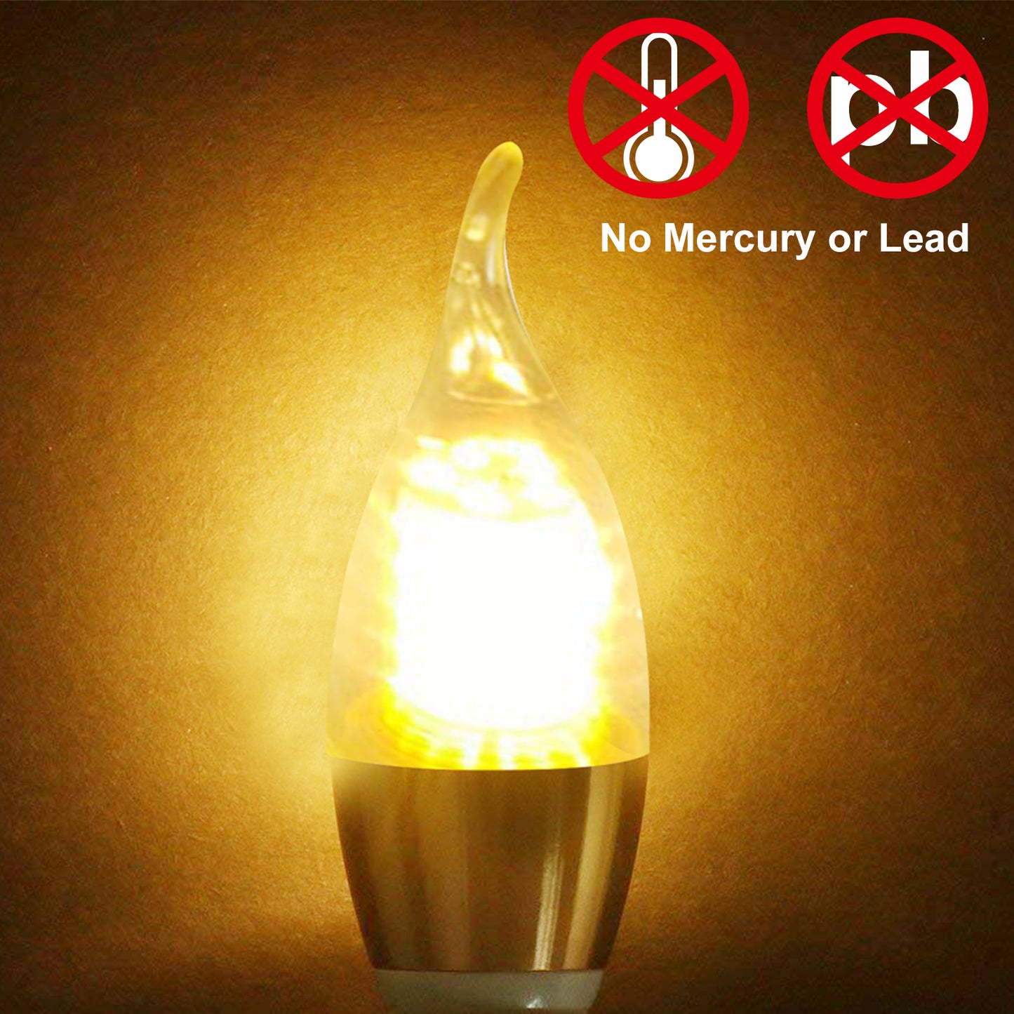4pcs 5W E12 Candelabra Bulbs 600 LM 50W Equivalent Candle Flame Tip