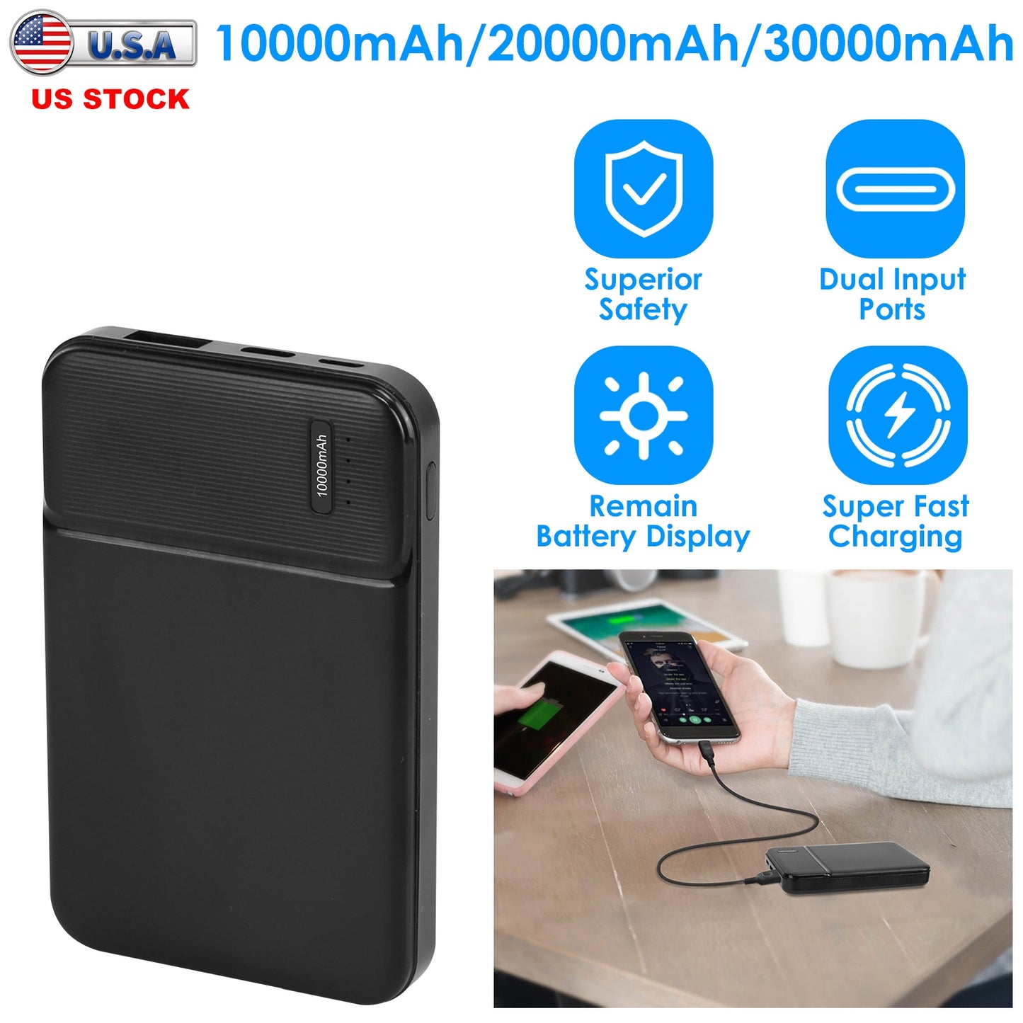 Fast Charging Power Bank PD18W Fast Charger Portable Phone Charger with 1 USB Cable Fit For IOS Phone 15 14 13 And More
