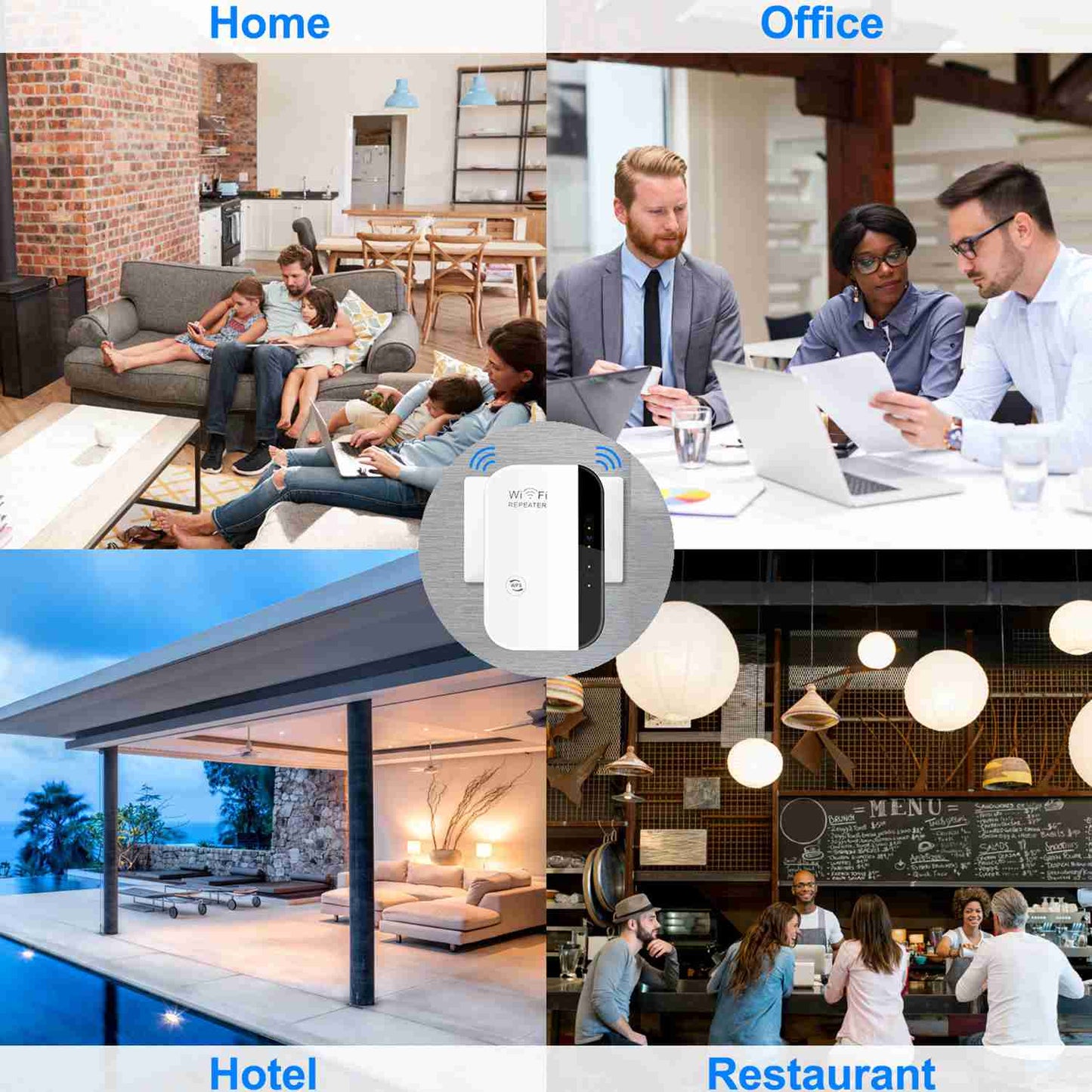 300Mbps WiFi Repeater 32.8ft/10m Wireless Range Extender 2.4GHz WiFi Signal
