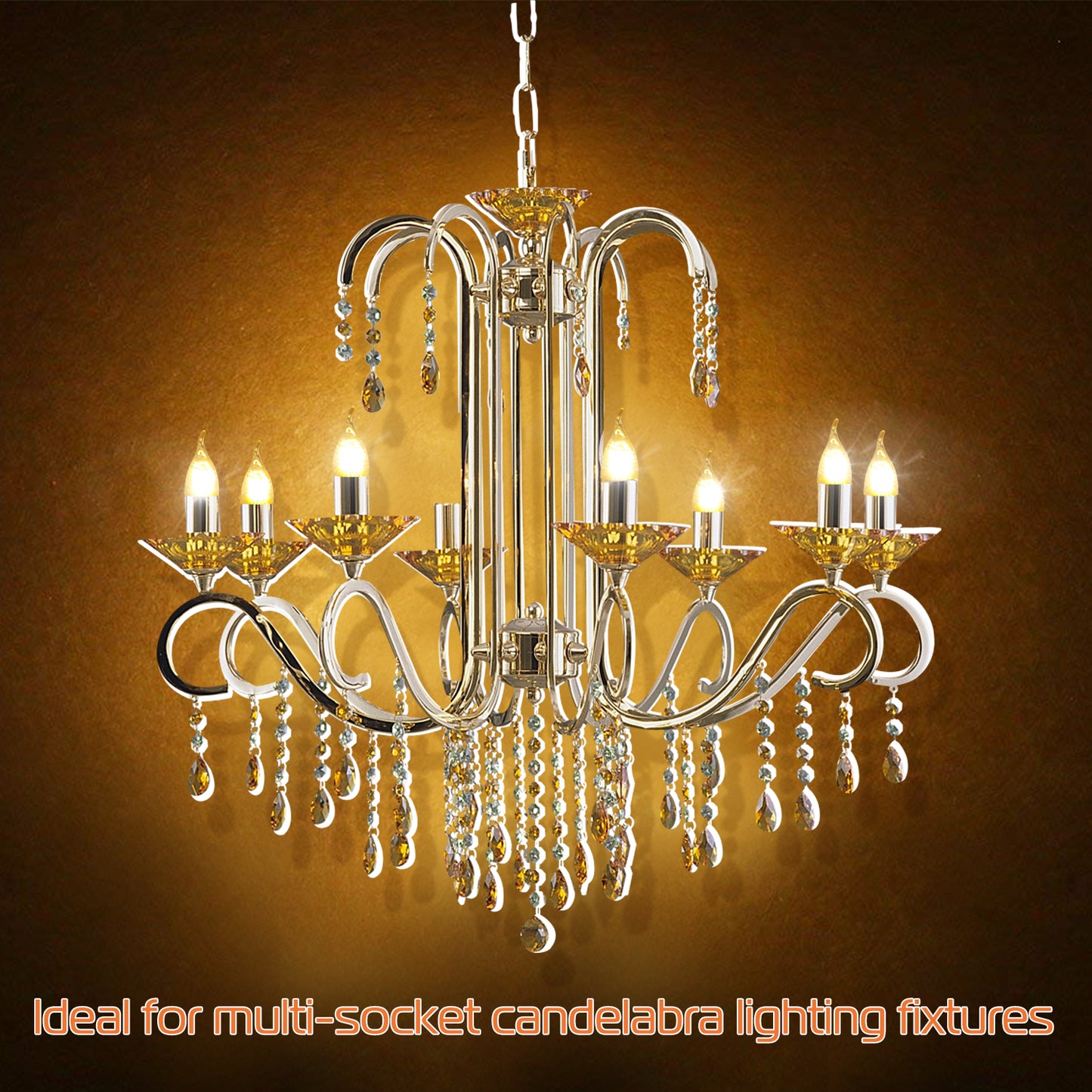 4pcs 5W E12 Candelabra Bulbs 600 LM 50W Equivalent Candle Flame Tip