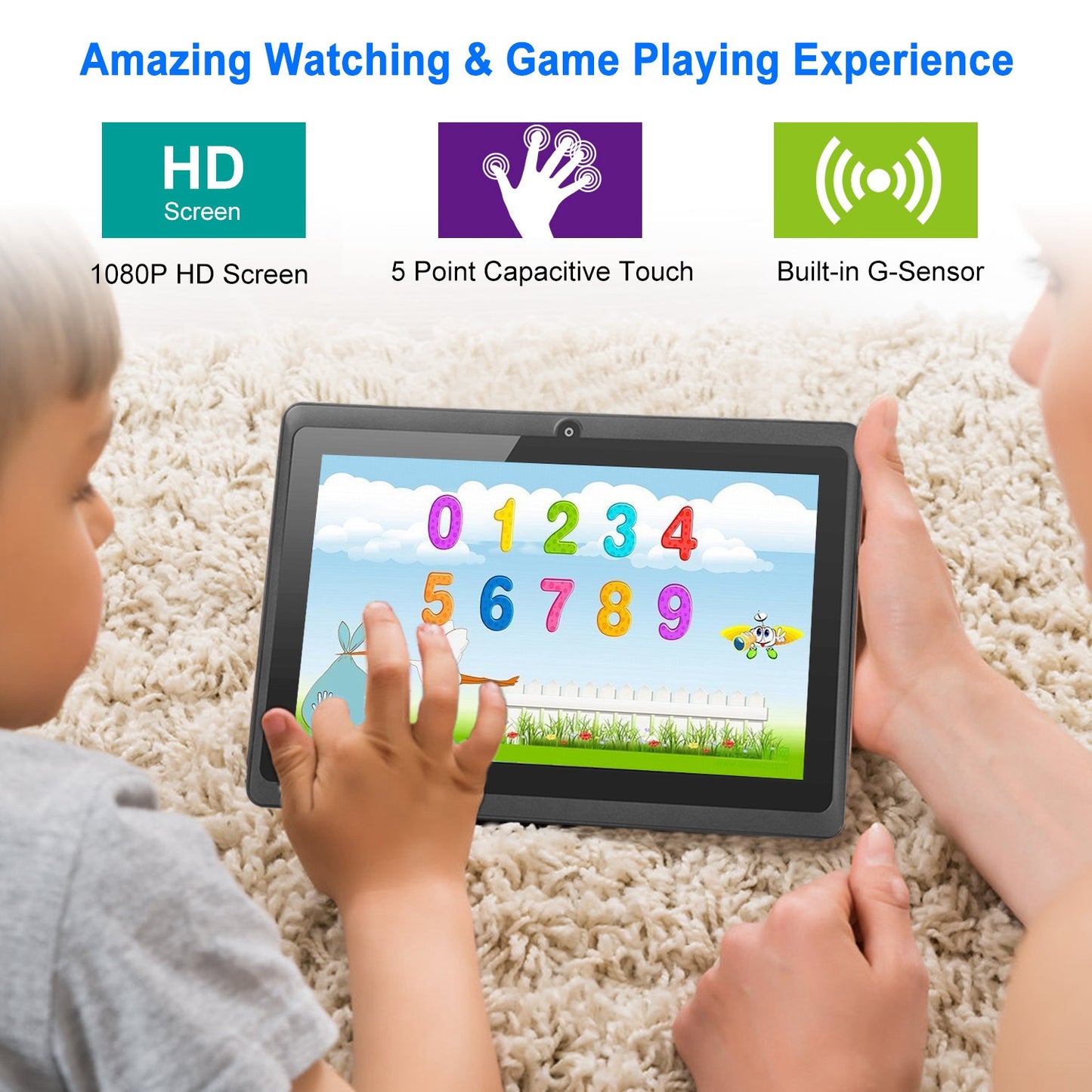 7" Touch Screen Wi-Fi Android Tablet PC w/ Quad-Core Processor Dual Camera 2GB RAM 16GB Storage