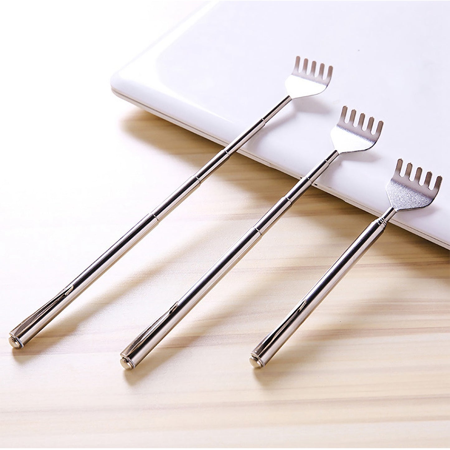 3pcs 20in Telescopic Back Scratcher Stainless Steel Extendable Bear Eagle Claw Massager