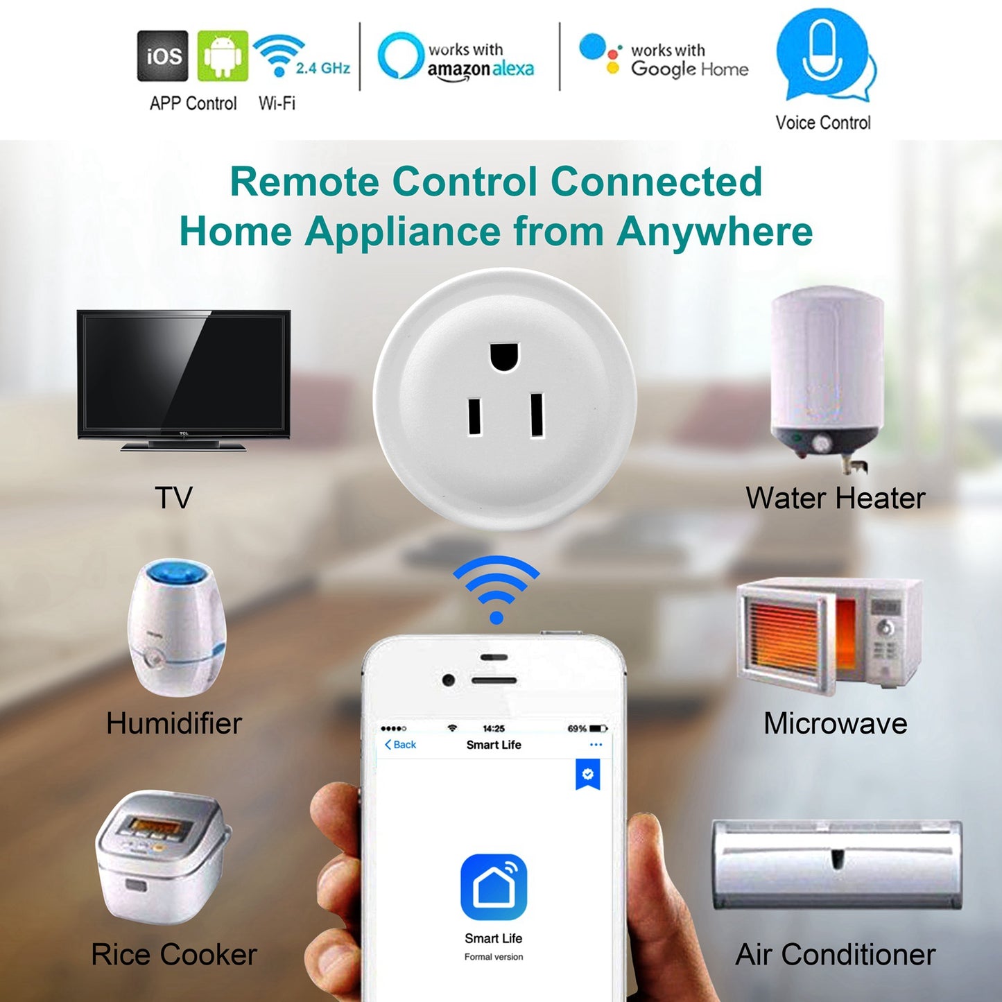 WiFi Smart Plug Outlet Wireless Smart Socket APP Remote Voice Control Timer