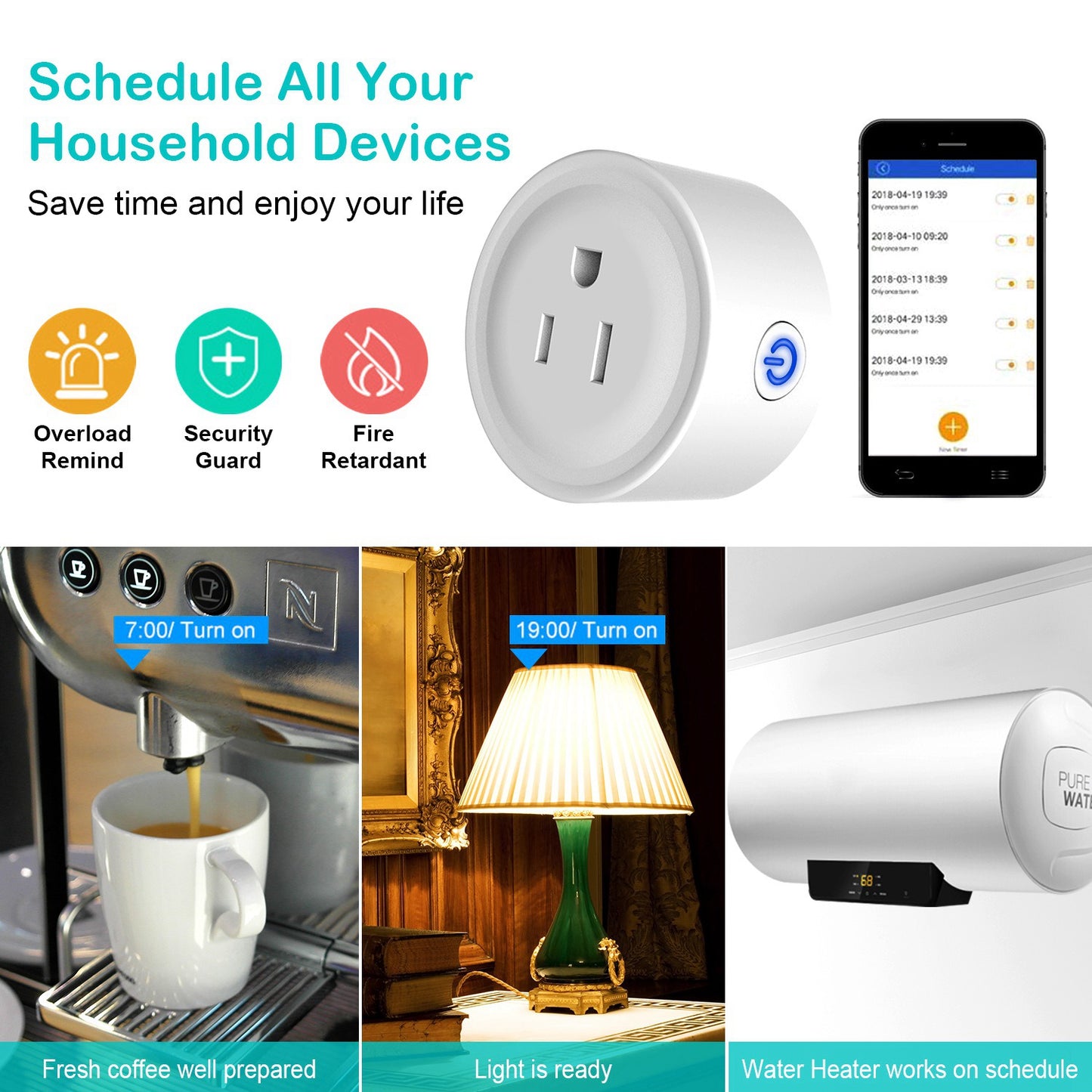 WiFi Smart Plug Outlet Wireless Smart Socket APP Remote Voice Control Timer