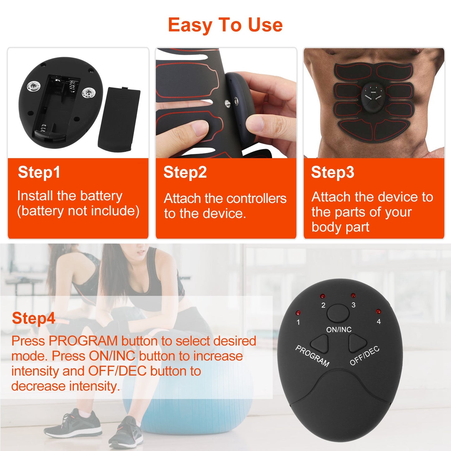 ABS Stimulator Muscle Toner EMS Abdominal Toning Belts Body Fitness Trainer