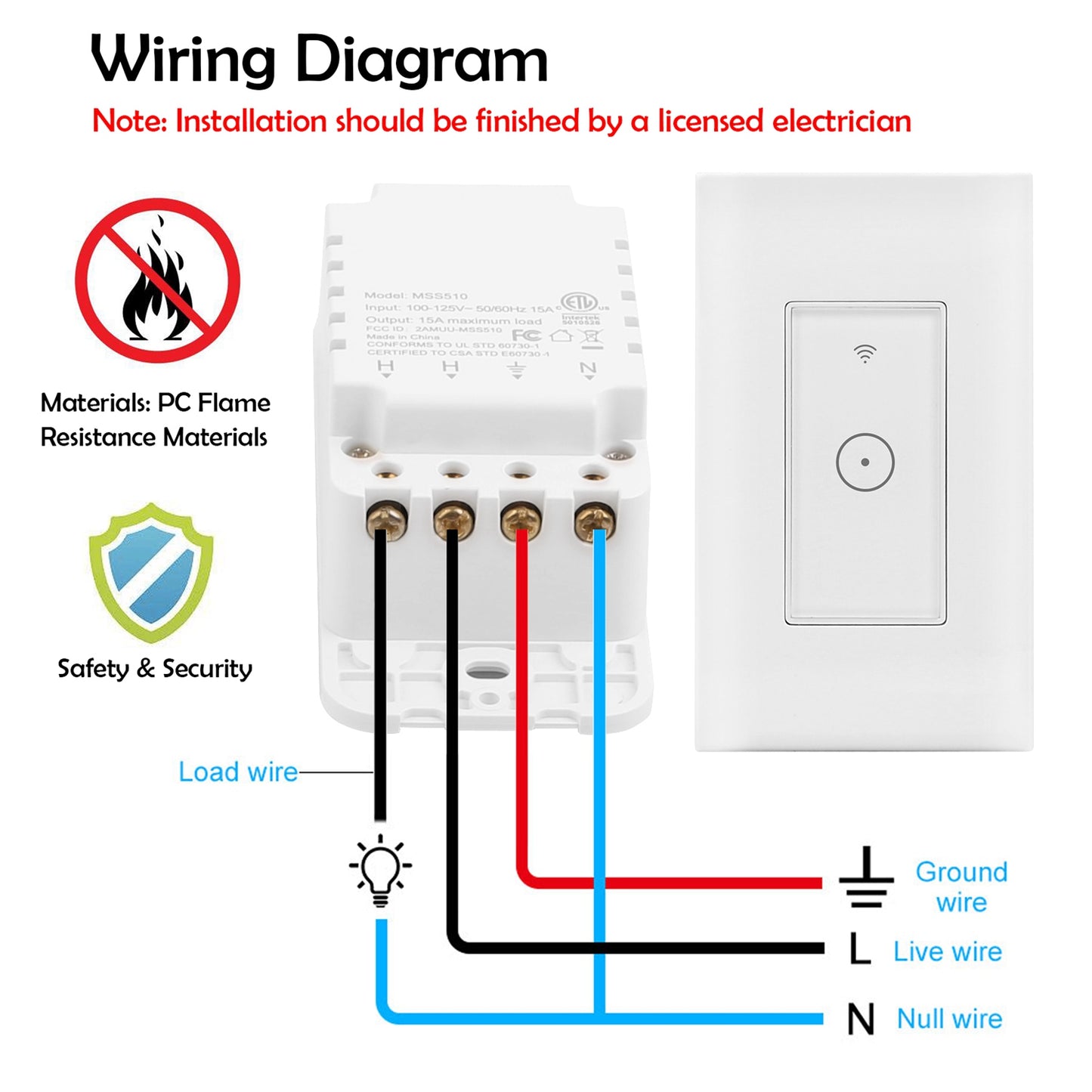 Smart WiFi Light Switch Touch In Wall Remote Controller
