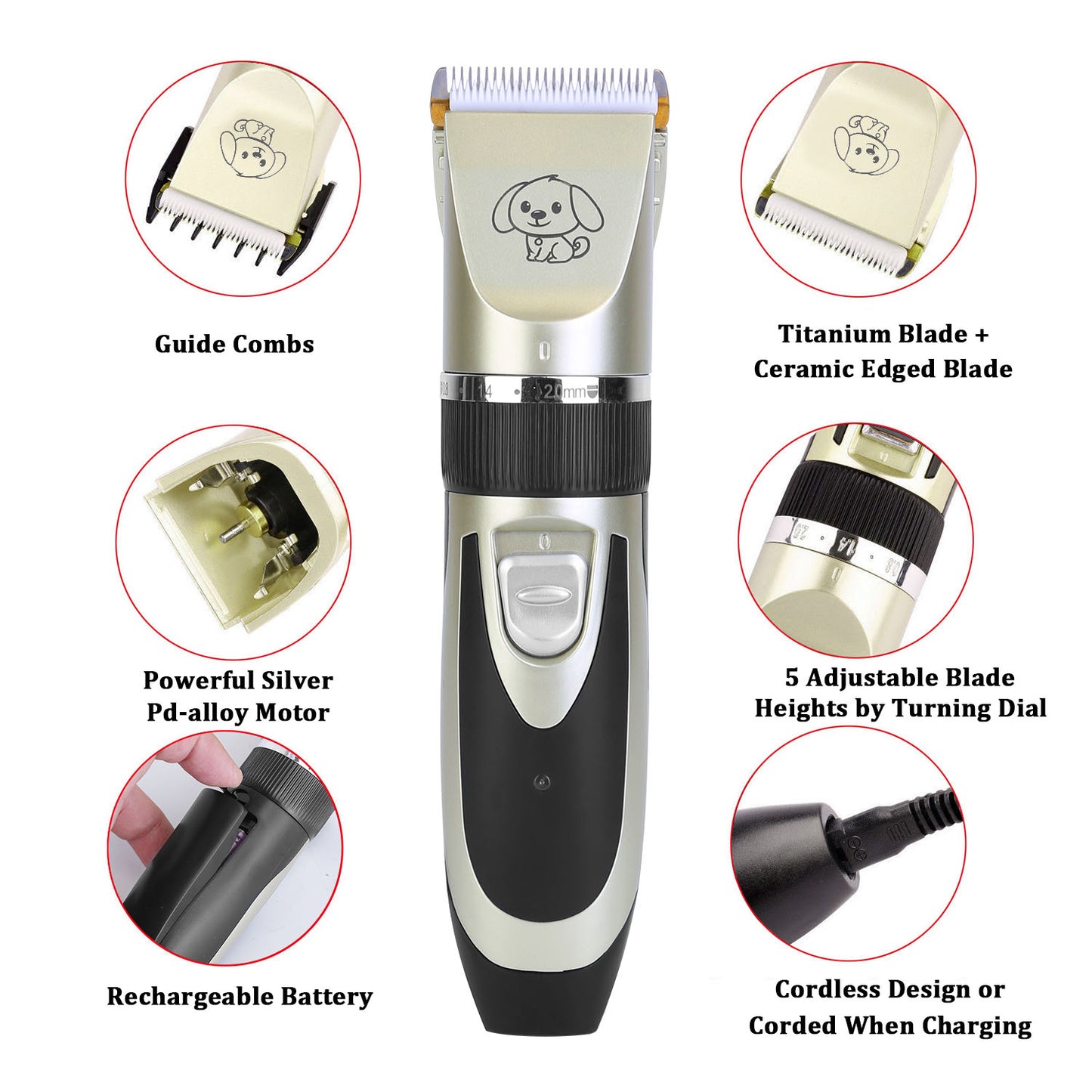 Rechargeable Electric Cordless Pet Hair Clipper