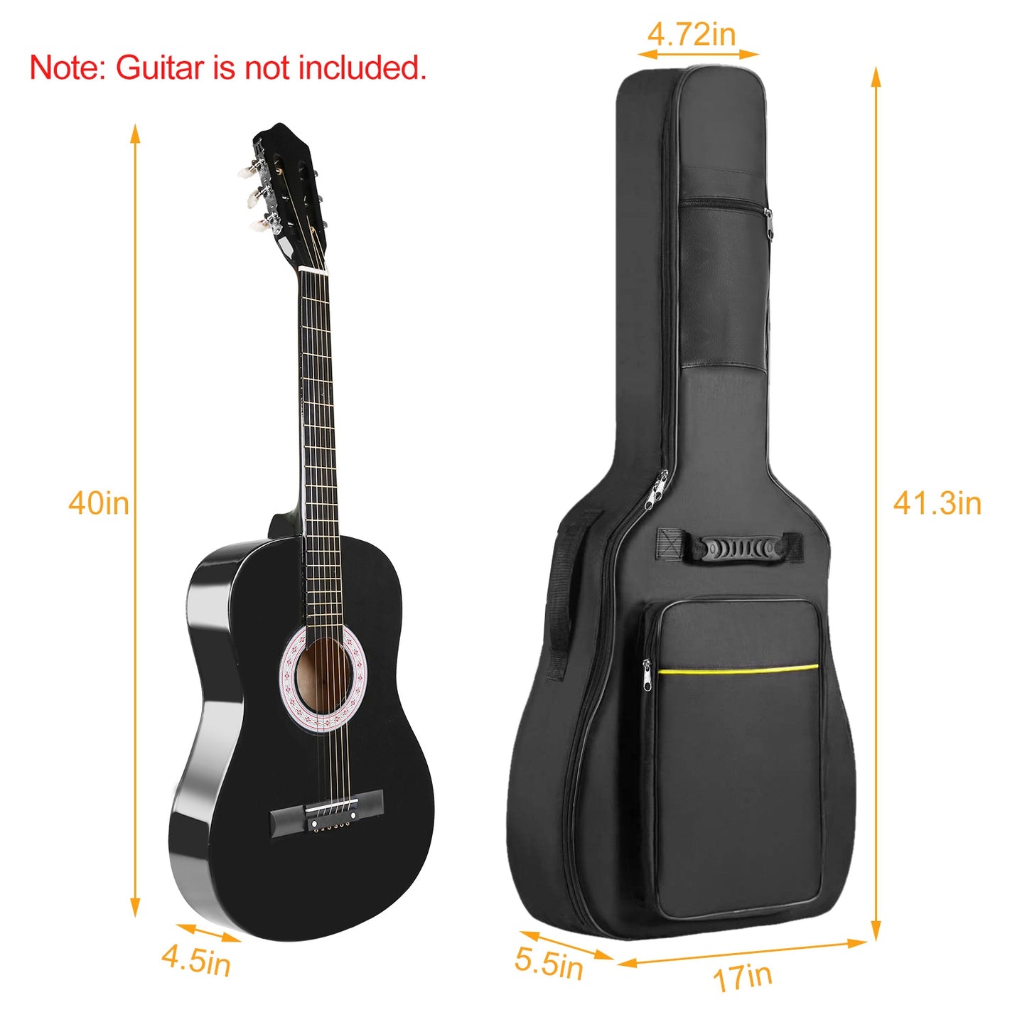 41in Guitar Backpack Adjustable Shoulder Strap Water-resistant Guitar Carry Bag