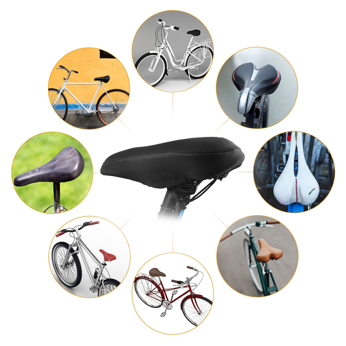 Bike Seat Cover Anti-Slip Comfortable Bicycle Padded Saddle Cover