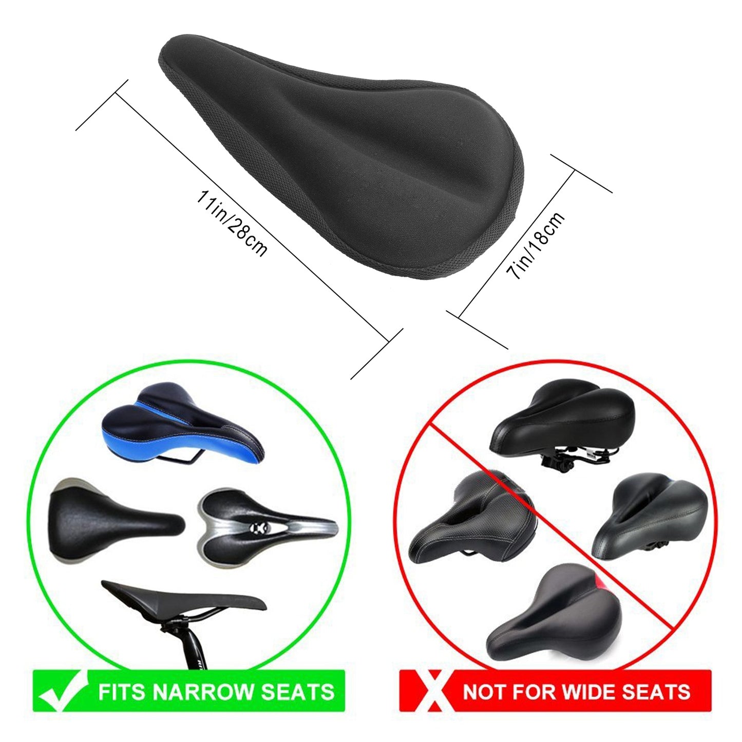 Bike Seat Cover Anti-Slip Comfortable Bicycle Padded Saddle Cover