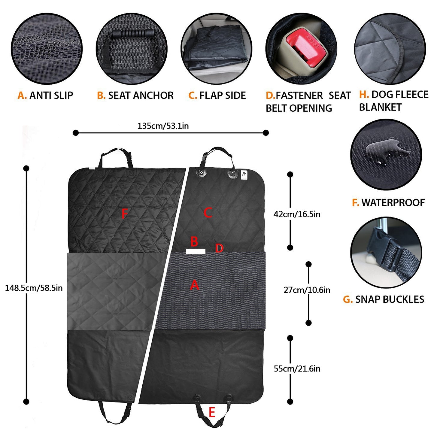 Waterproof Dog Car Seat Cover Scratchproof Pet Hammock Protector Rear Seat