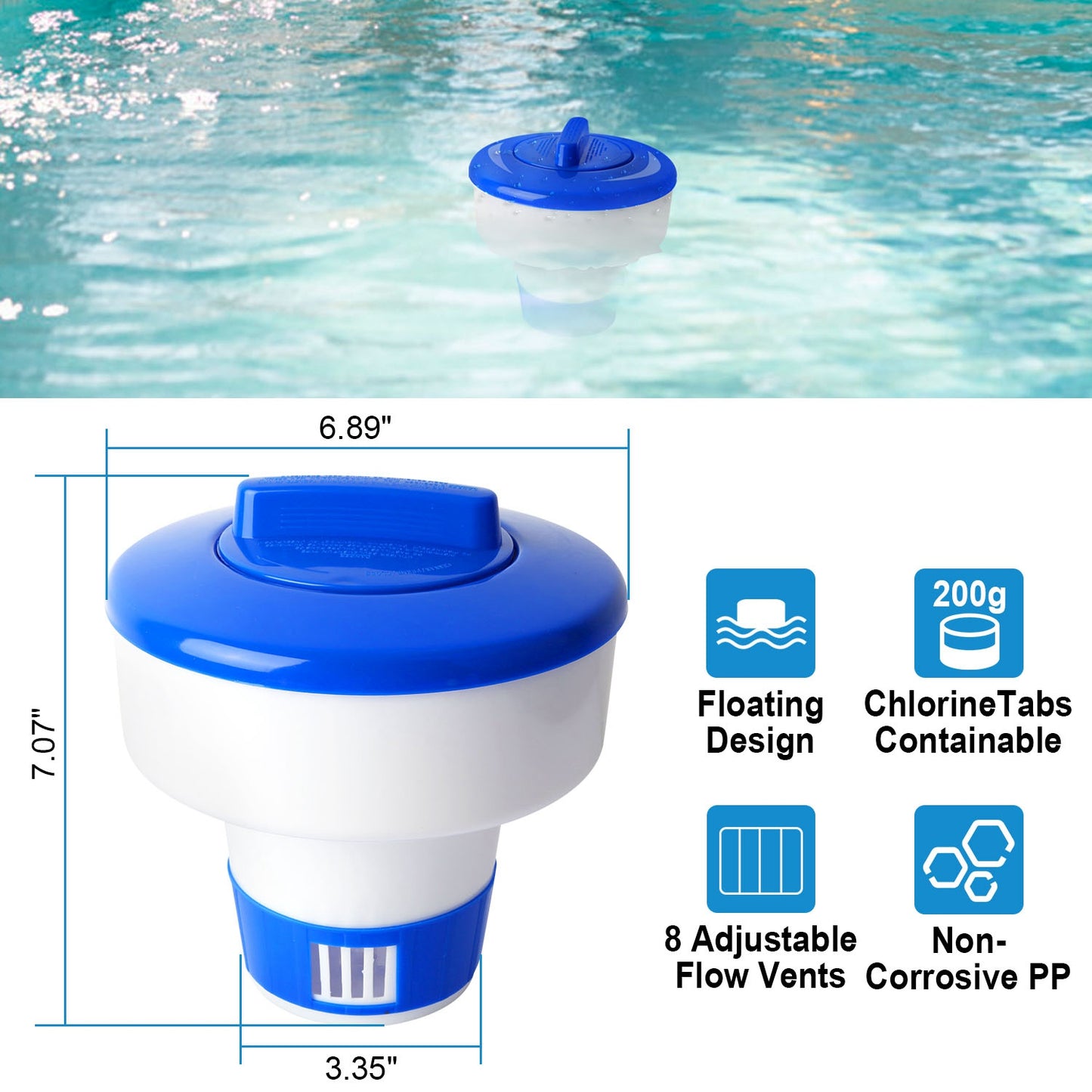 Floating Pool Chlorine Dispenser Chemical Holder Tablet Dispenser Floater