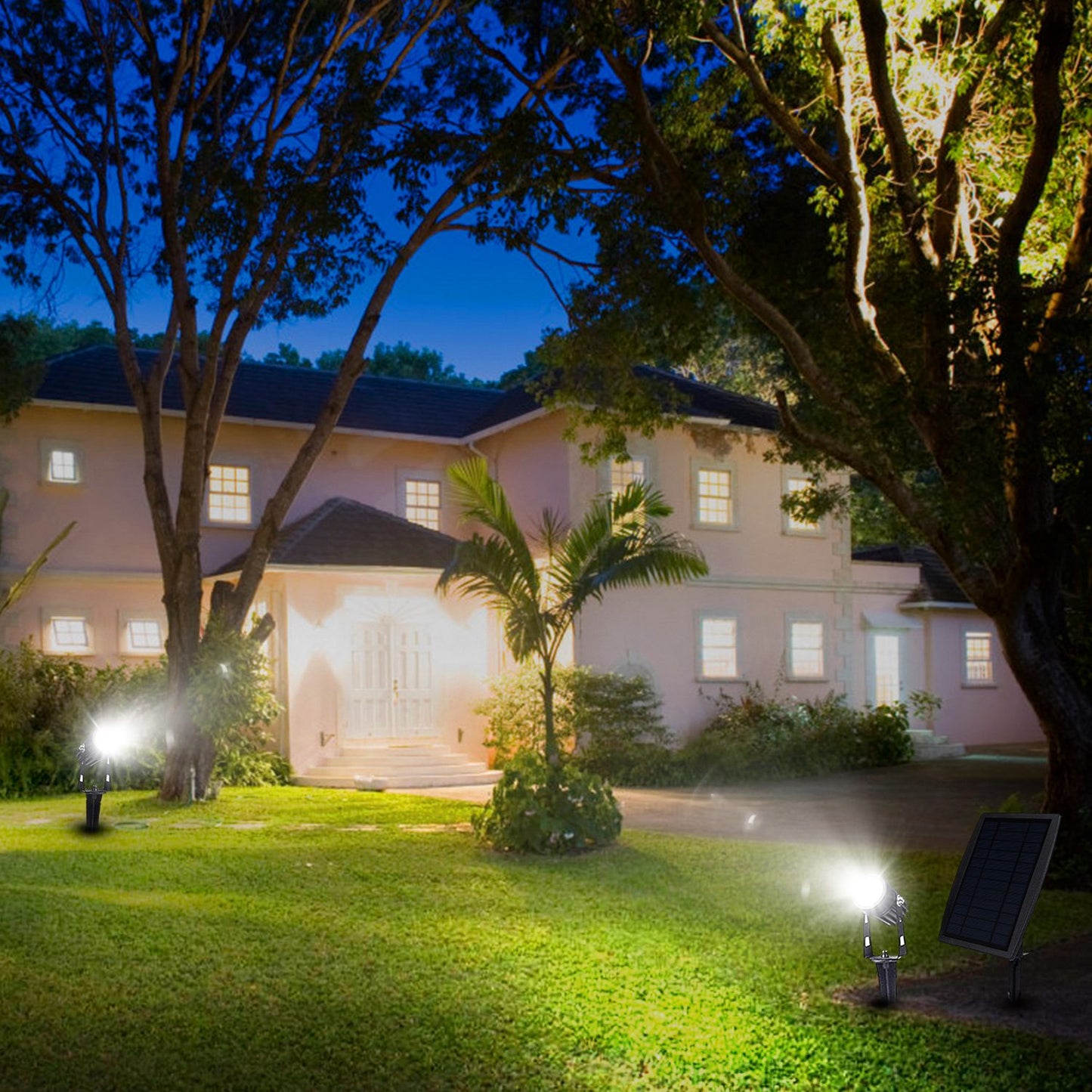 Twin Solar Spotlight Outdoor Light Sensor Lamps Wall Lawn Garden Pathway