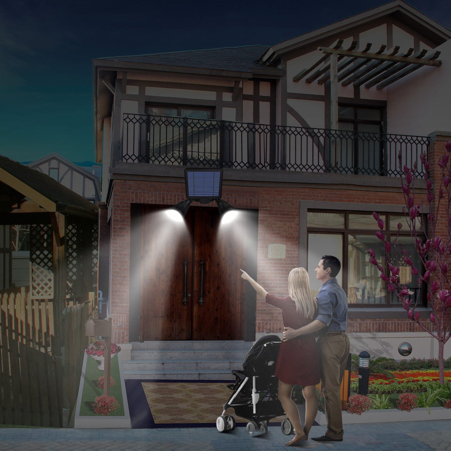 Solar Lights Outdoor Solar Power Motion Sensor Spotlights 2000lm Security Lights