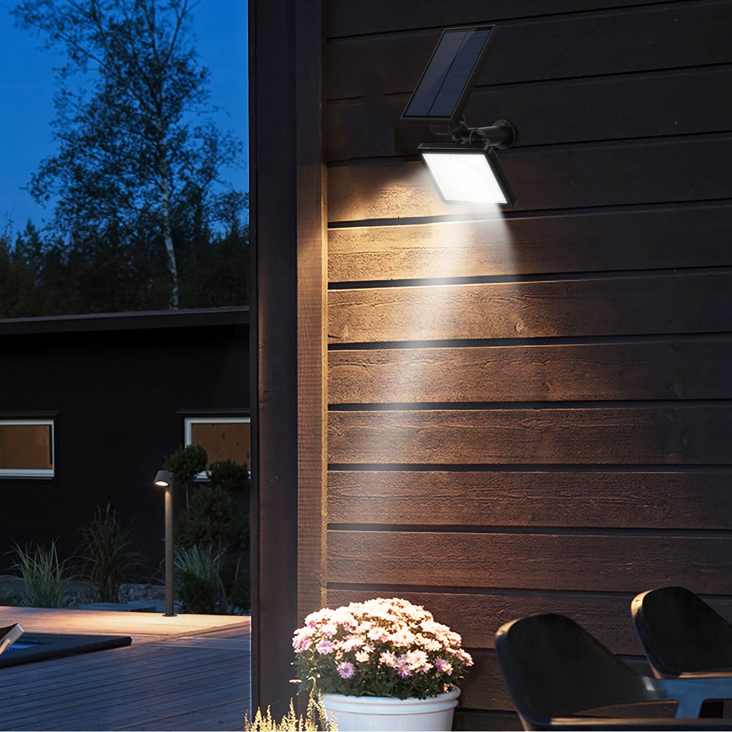 48 LEDs Solar Spotlight Outdoor Light Sensor Wall Lawn Garden Lamp