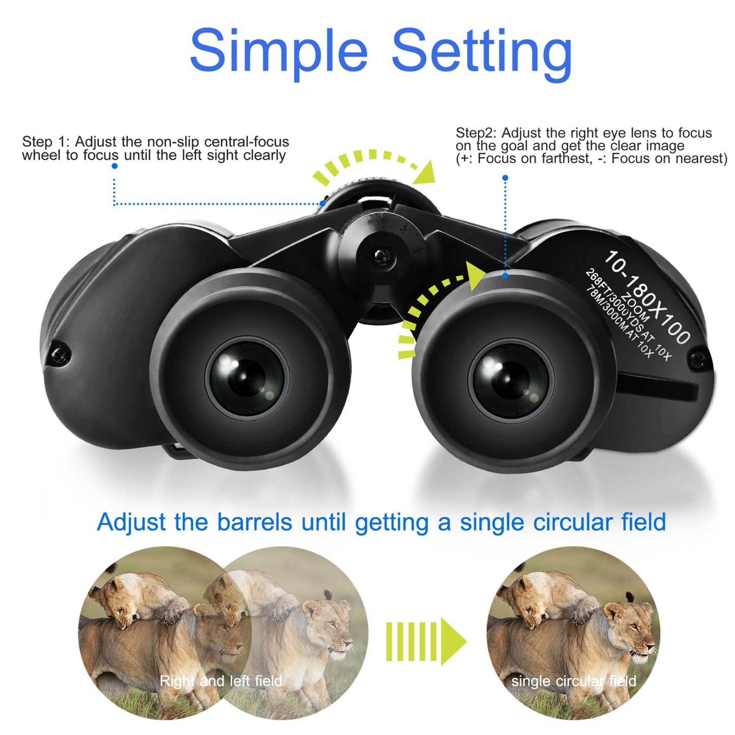 Portable Zoom Binoculars with FMC Lens Low Light Night Vision