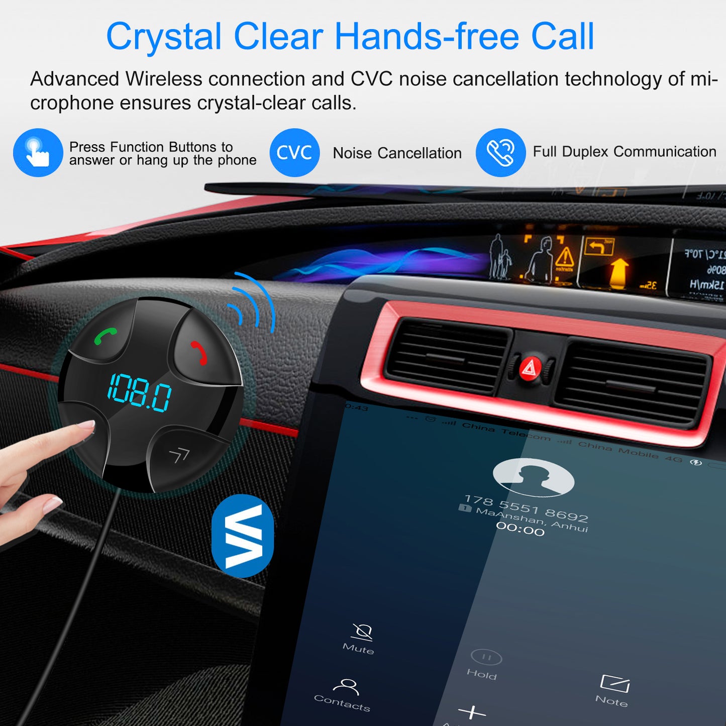 Car Wireless FM Transmitter V4.2 Car MP3 Player 3.4A Dual USB Charge
