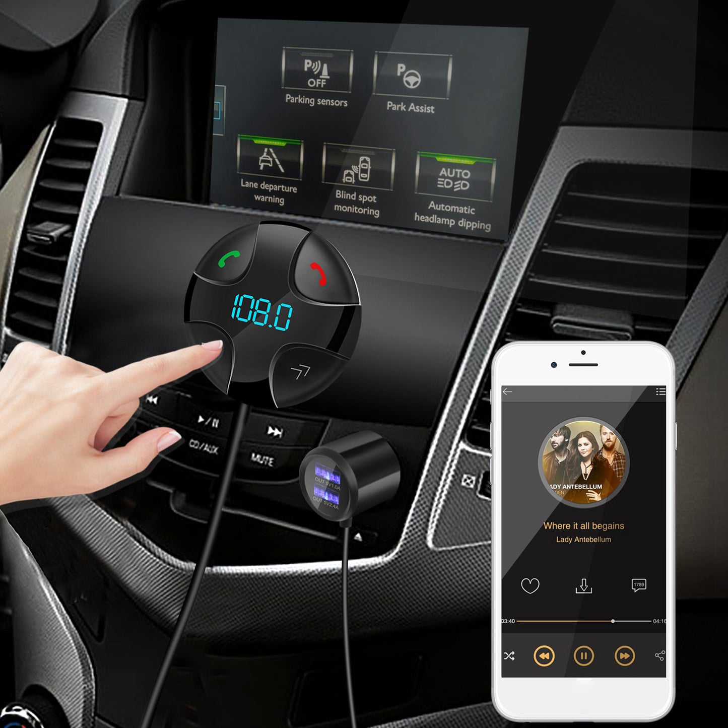 Car Wireless FM Transmitter V4.2 Car MP3 Player 3.4A Dual USB Charge
