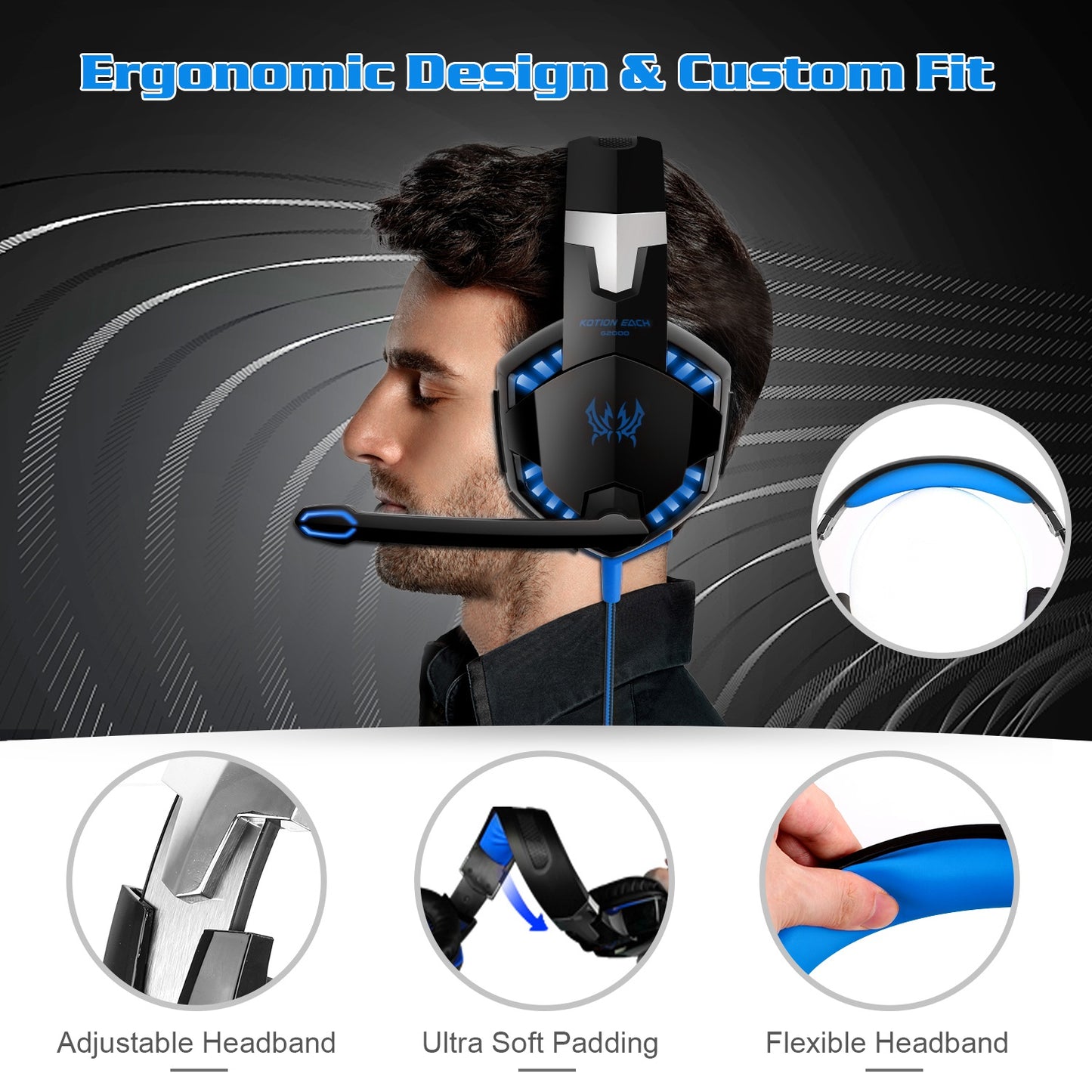 Kotion Each G2000 Gaming Headset Over Ear Headphones for PS4
