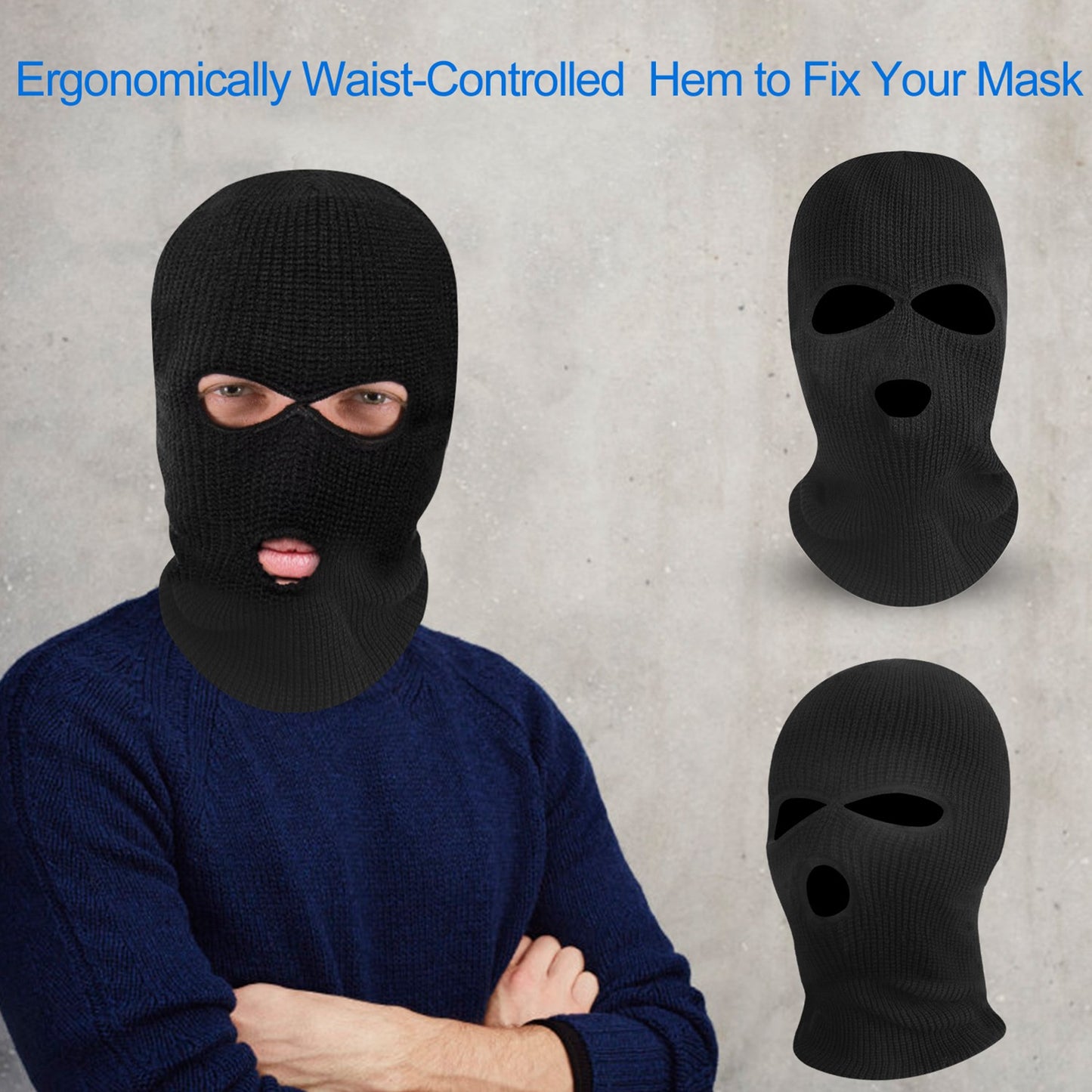 Balaclava Face Mask 3-Hole Knitted Windproof Ski Mask Full Face Cover Winter Mask
