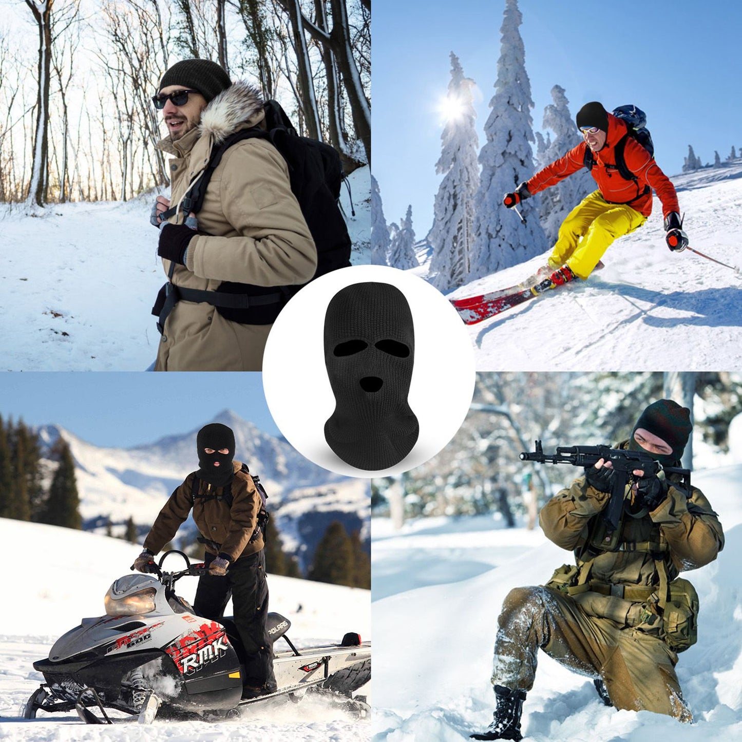 Balaclava Face Mask 3-Hole Knitted Windproof Ski Mask Full Face Cover Winter Mask