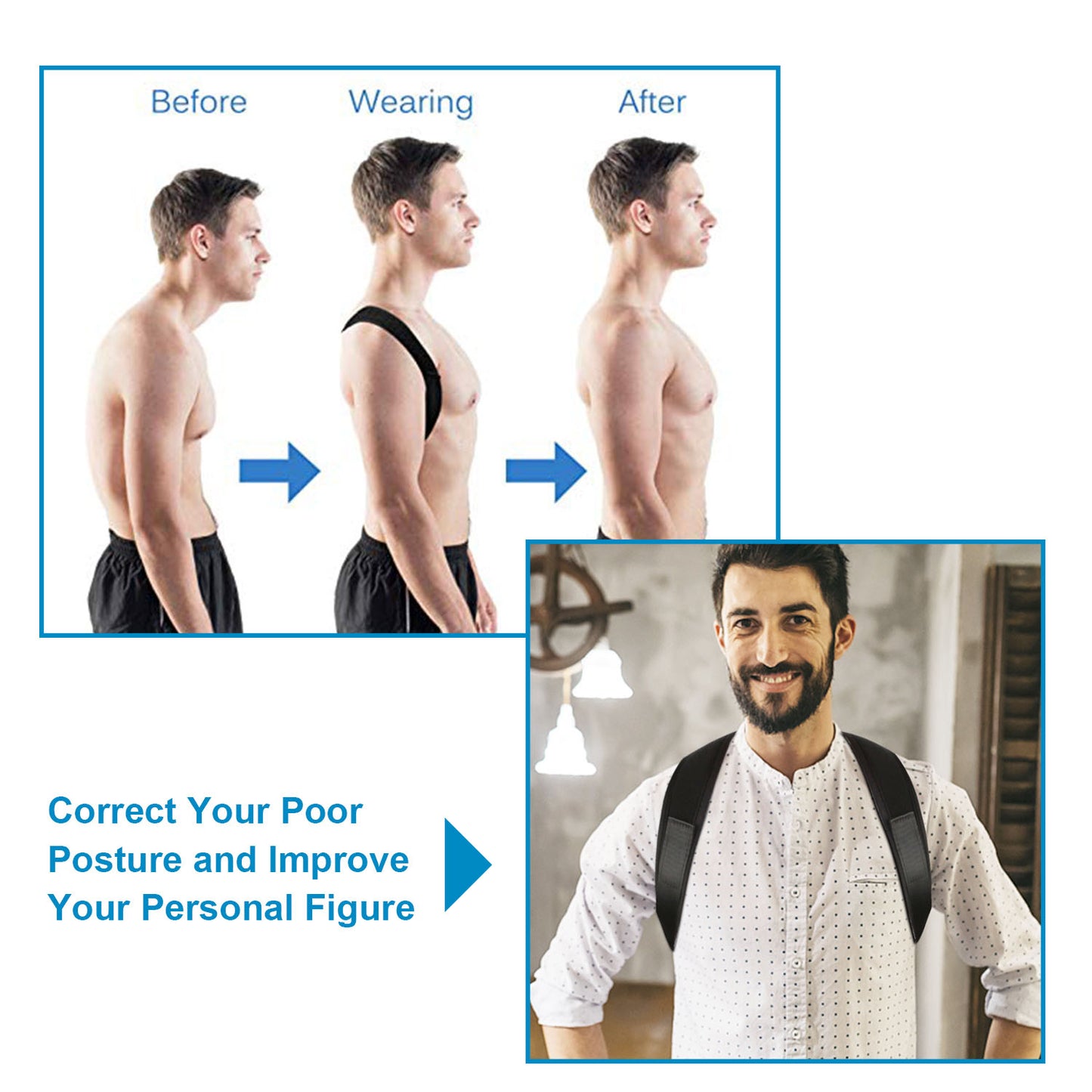 Back Posture Corrector Adjustable Upper Back Braces Clavicle Support