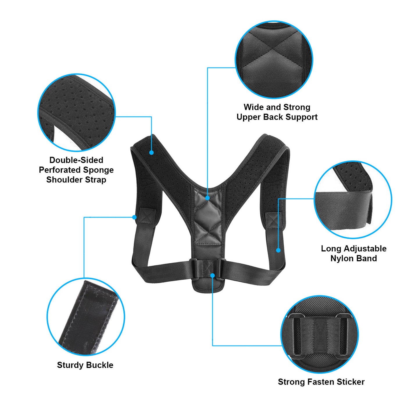 Back Posture Corrector Adjustable Upper Back Braces Clavicle Support