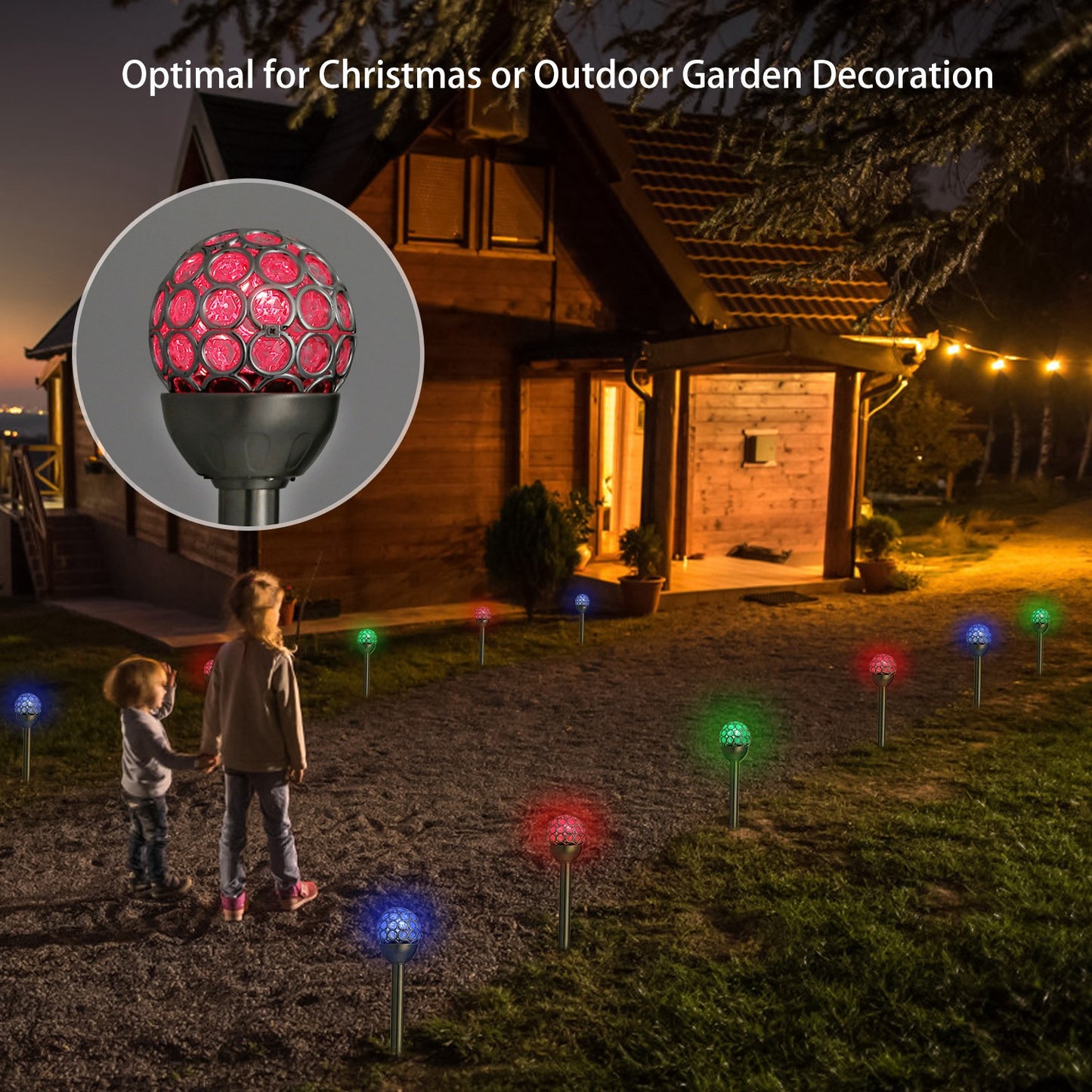 3 Pcs Outdoor Solar Lights Waterproof Ball RGB Light [Colorful Light Type]