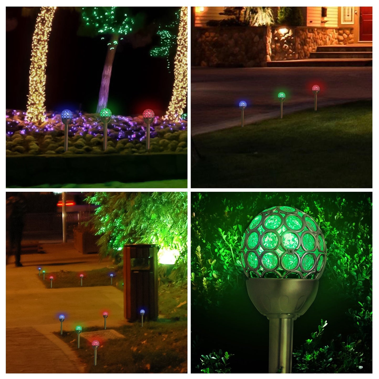 3 Pcs Outdoor Solar Lights Waterproof Ball RGB Light [Colorful Light Type]