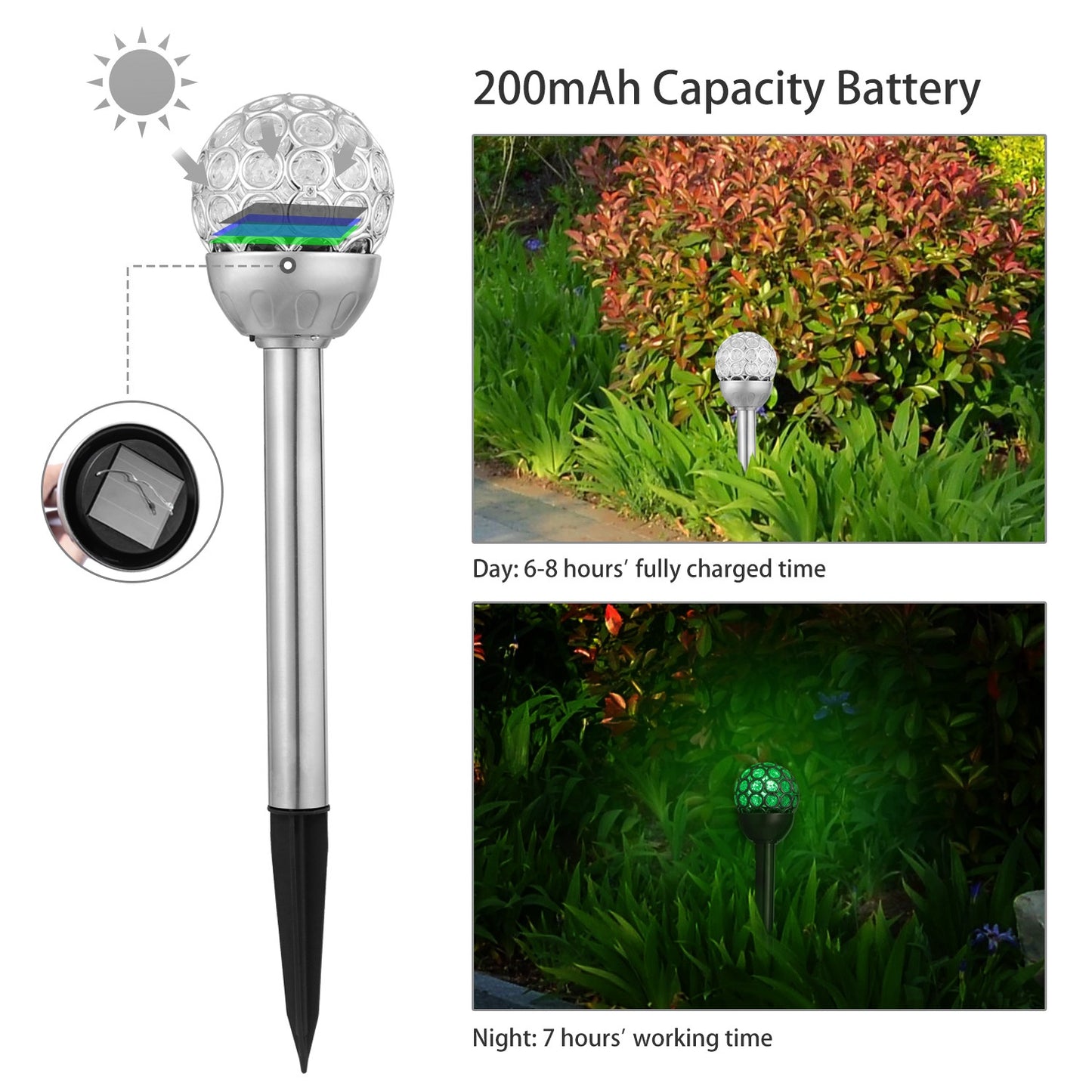 3 Pcs Outdoor Solar Lights Waterproof Ball RGB Light [Colorful Light Type]