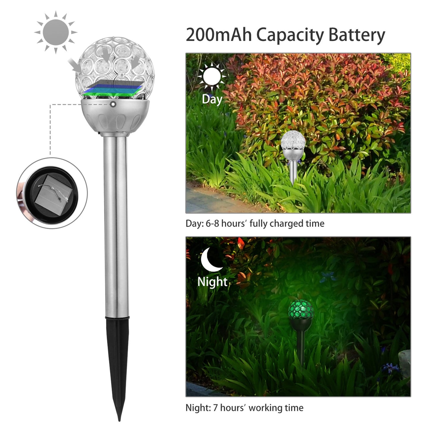 3 Pcs Outdoor Solar Lights Waterproof Ball RGB Light [Colorful Light Type]