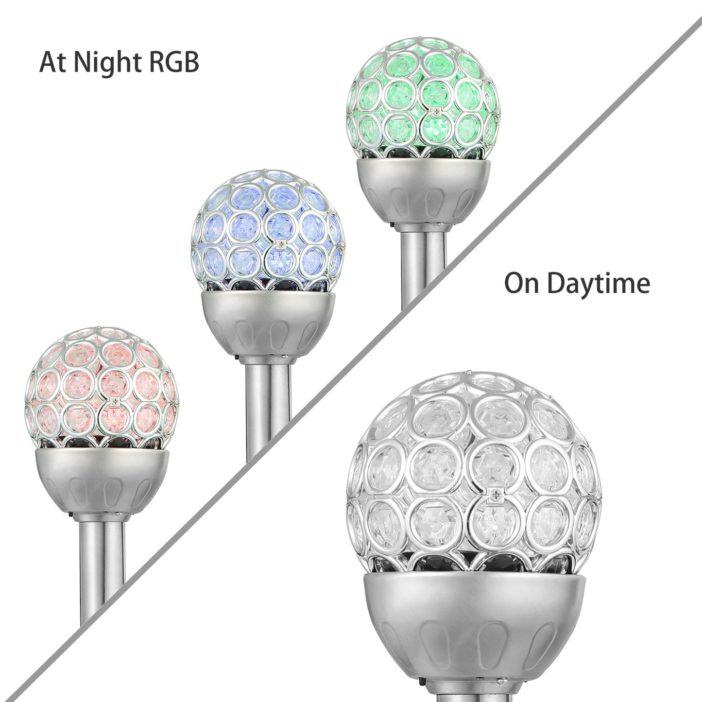 3 Pcs Outdoor Solar Lights Waterproof Ball RGB Light [Colorful Light Type]