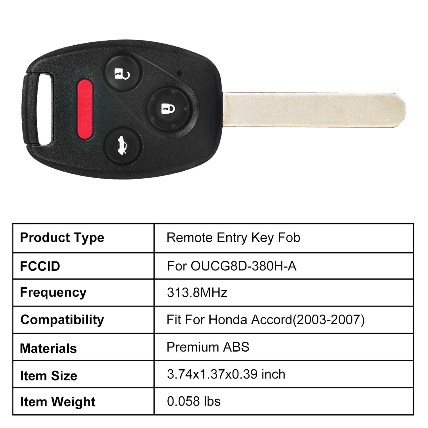 Fit For Honda Accord 2003-2007 Remote Keyless Entry Shell Button Car Key Fob