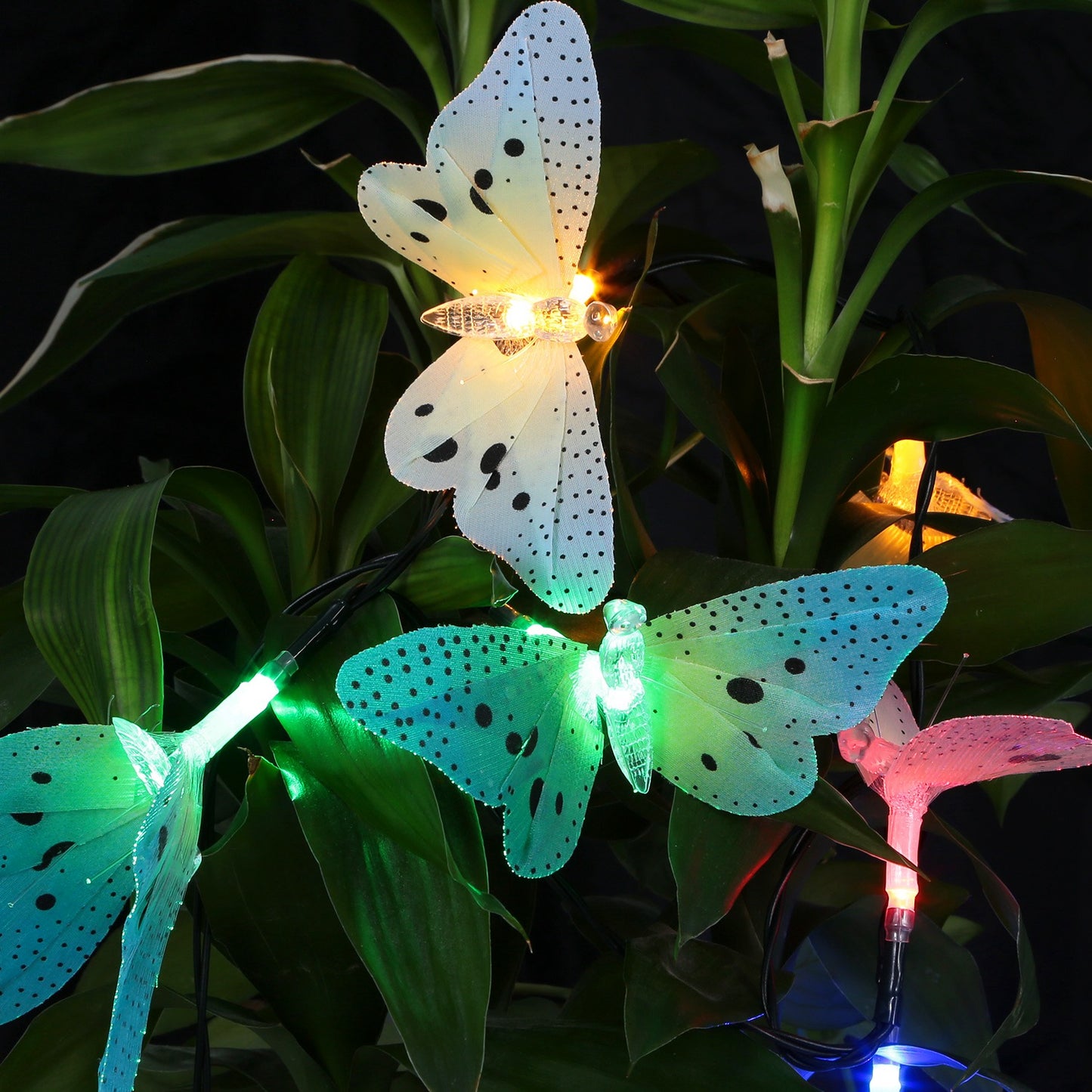 2 Pack Solar String Lights 3.8m/12.48Ft 12 LEDs Butterfly Lights IP44 Waterproof