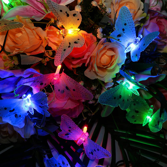 2 Pack Solar String Lights 3.8m/12.48Ft 12 LEDs Butterfly Lights IP44 Waterproof