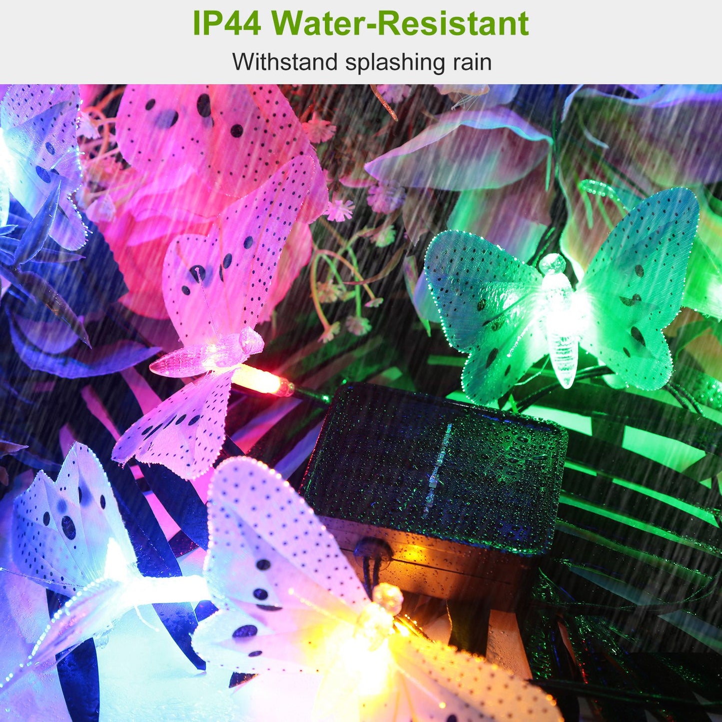 2 Pack Solar String Lights 3.8m/12.48Ft 12 LEDs Butterfly Lights IP44 Waterproof