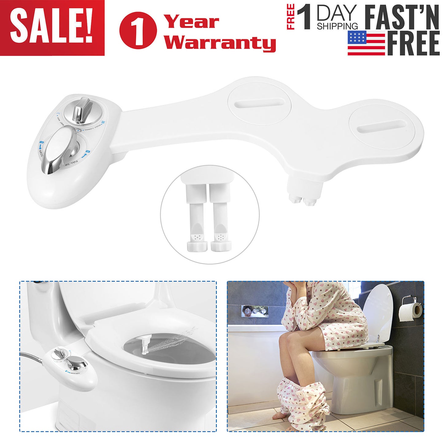 Cold Water Spray Bidet Self-Cleaning Dual Nozzle Bidet/Feminine Wash