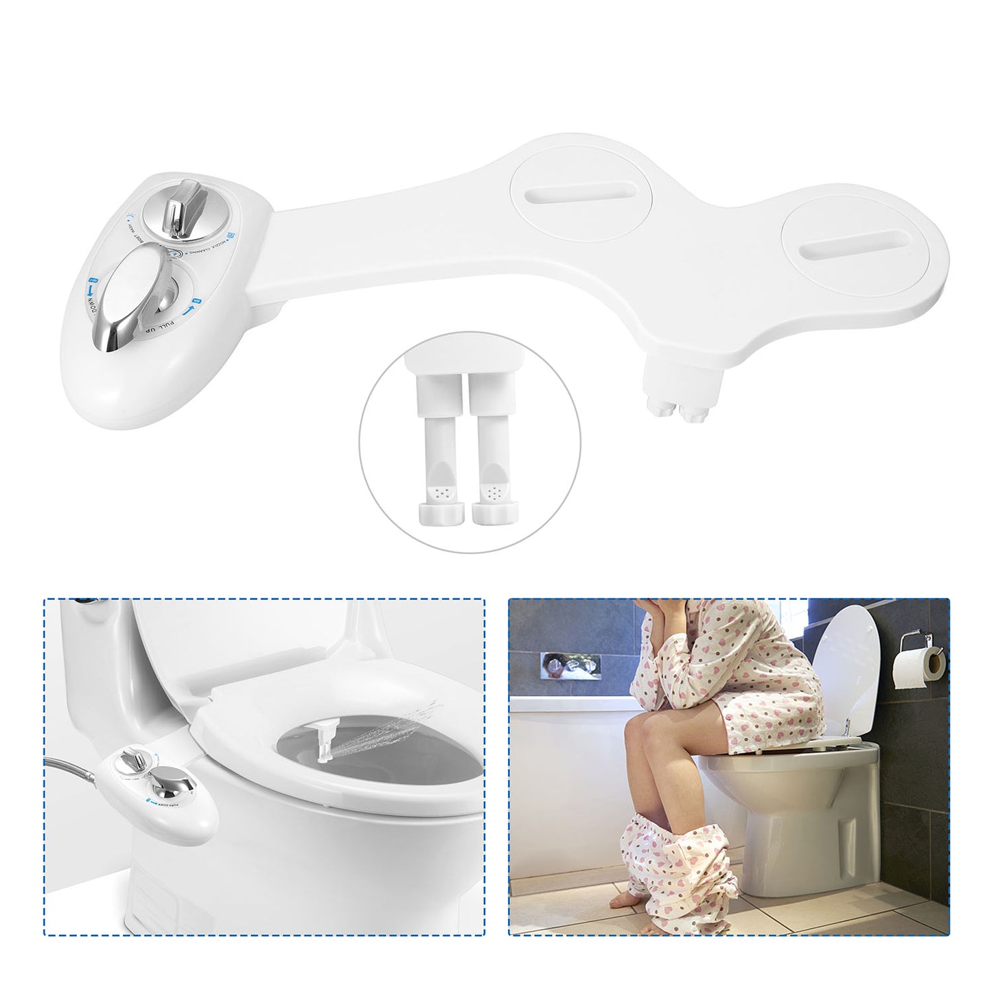 Cold Water Spray Bidet Self-Cleaning Dual Nozzle Bidet/Feminine Wash
