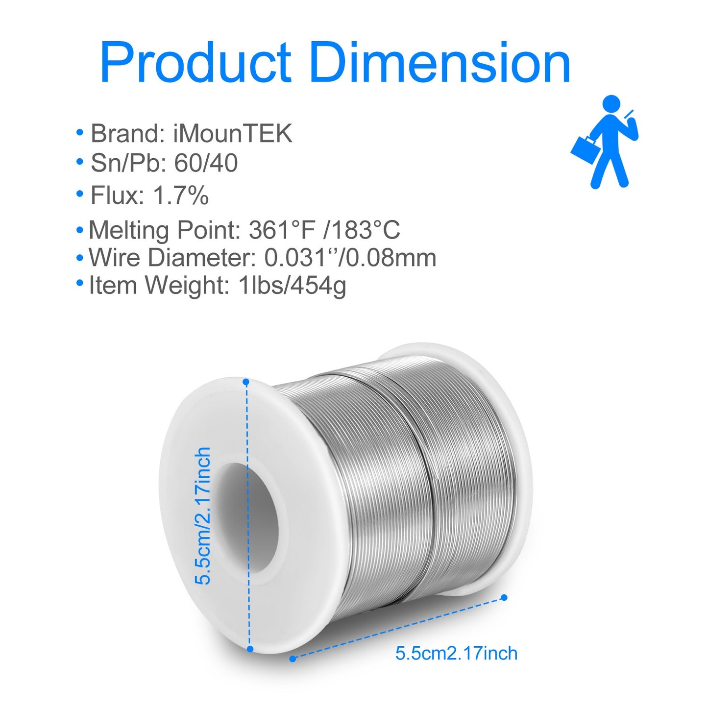 Soldering Wire 60/40 Tin Lead Rosin Core 0.031in /0.8mm 1.7% Flux