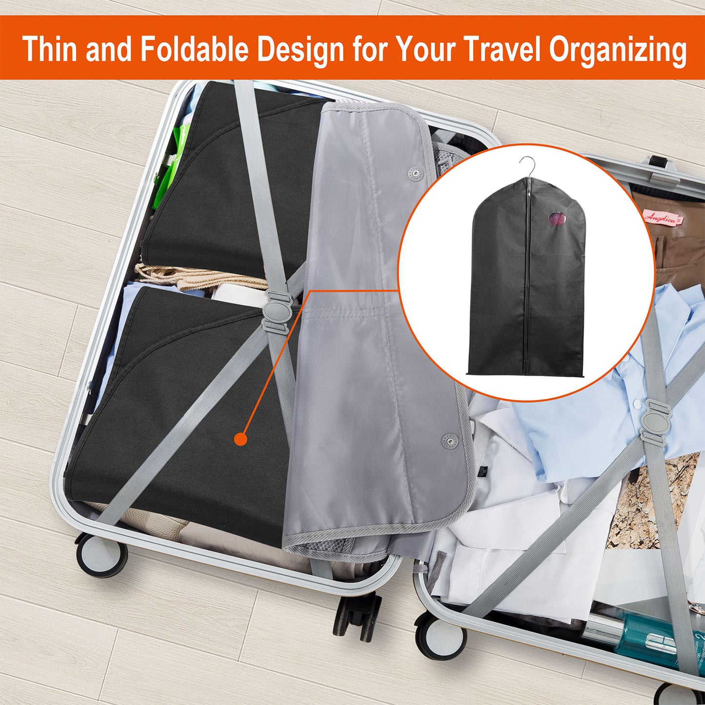 5Pcs 39in Garment Bags Hanging Suit Bags Covers Breathable